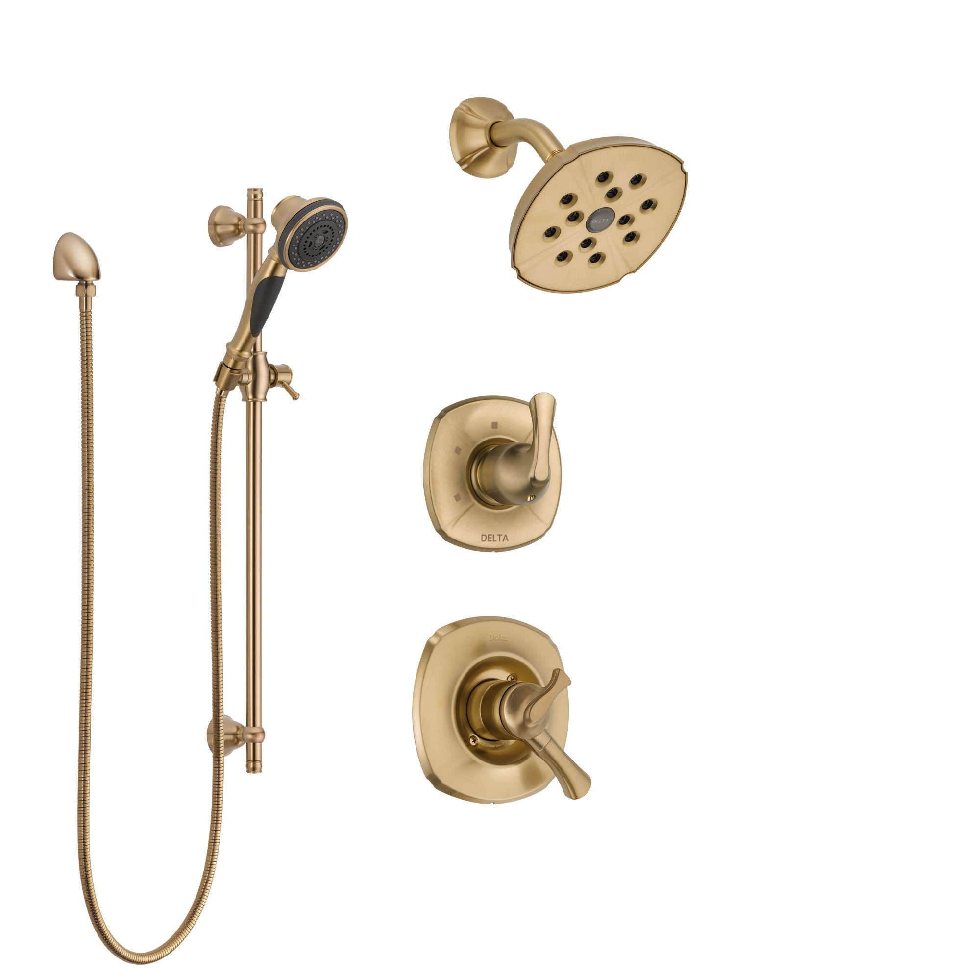 Delta Addison Champagne Bronze Shower System - Dual Control Handle, 3-Setting Diverter, Showerhead & Hand Shower with Slide Bar SS17292CZ2 | Perfect for Modern Bathroom Renovations & Spa-Like Shower Experience