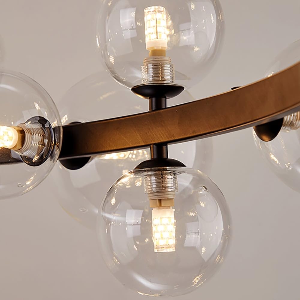 KunMai Modern 24-Light Glass Chandelier with Globe Bubble Pendant - Elegant Lighting Fixture for Living Room, Dining Room, Bedroom & Entryway - Perfect for Home Decor, Wedding Venues and Restaurant Ambiance