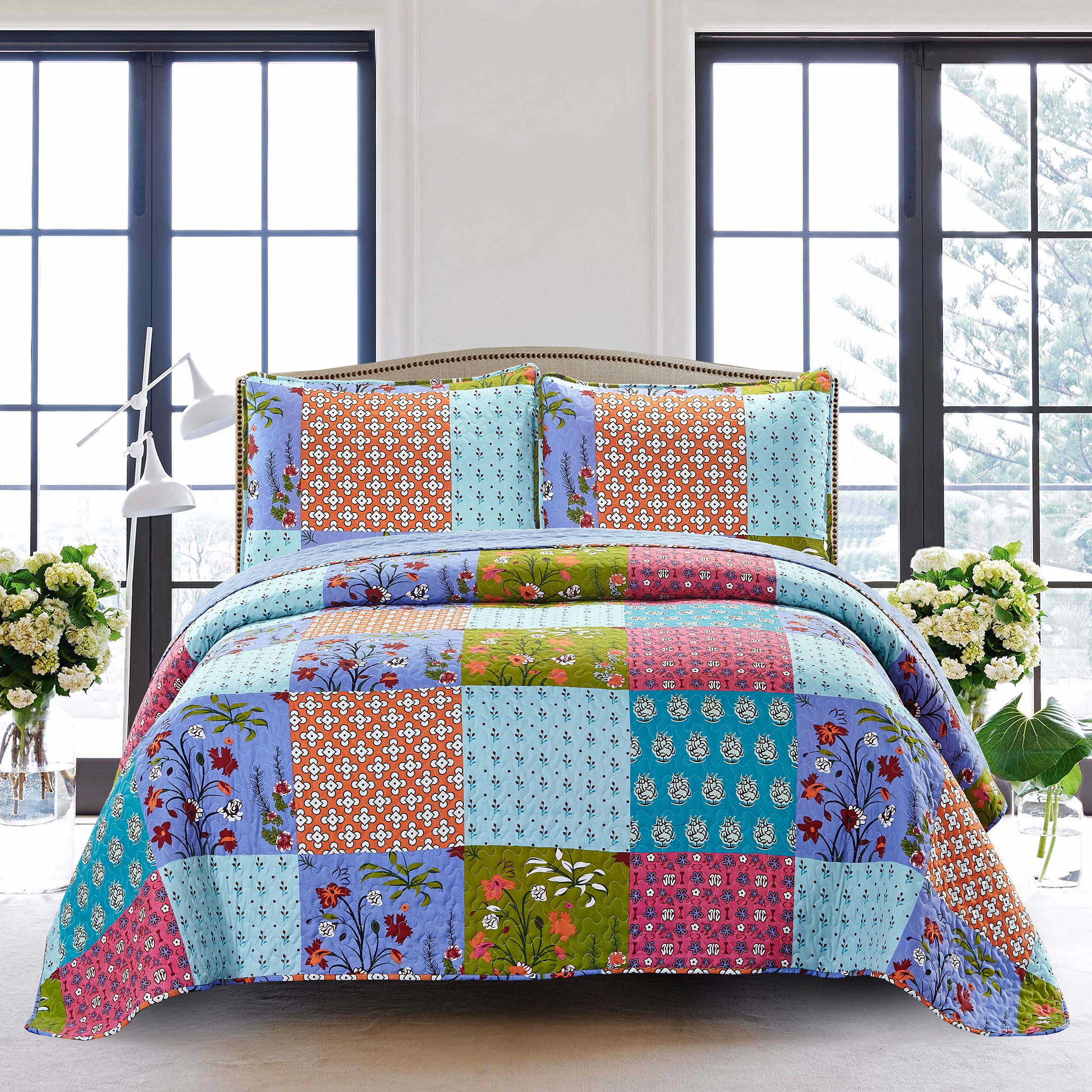 SLPR All is Bright 2-Piece Twin Comforter Set - Boho Floral Print Quilt with Pillow Sham, Farmhouse Bedding for Summer, Lodge Style Throw Blanket, Vintage Twin Size Comforter Set - Perfect for Guest Rooms, Dorm Decor & Cozy Bedroom Makeover