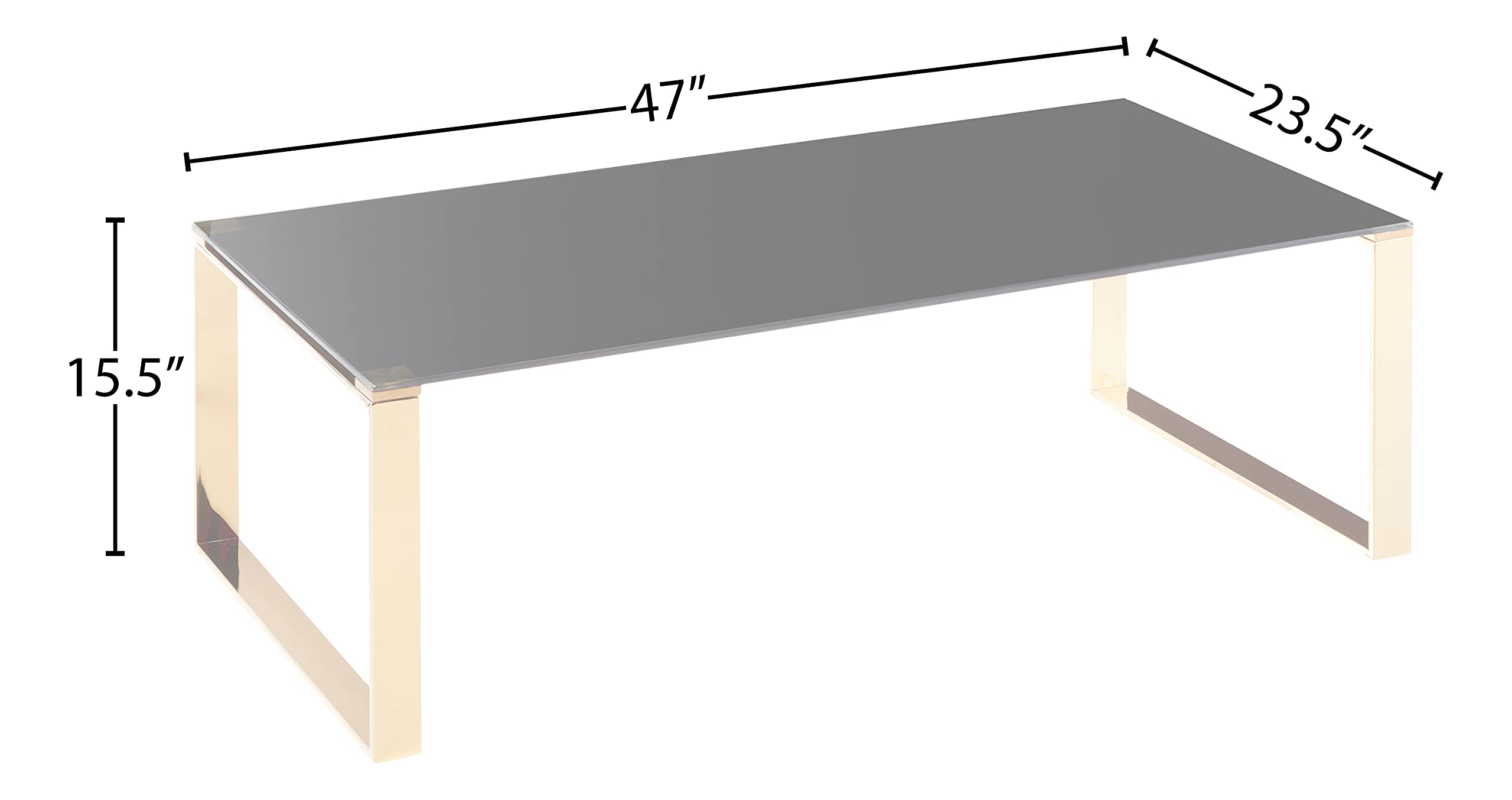 Cortesi Home Remini Coffee Table - Gold Metal Frame with Black Glass Top - Modern Living Room Centerpiece for Home Decor