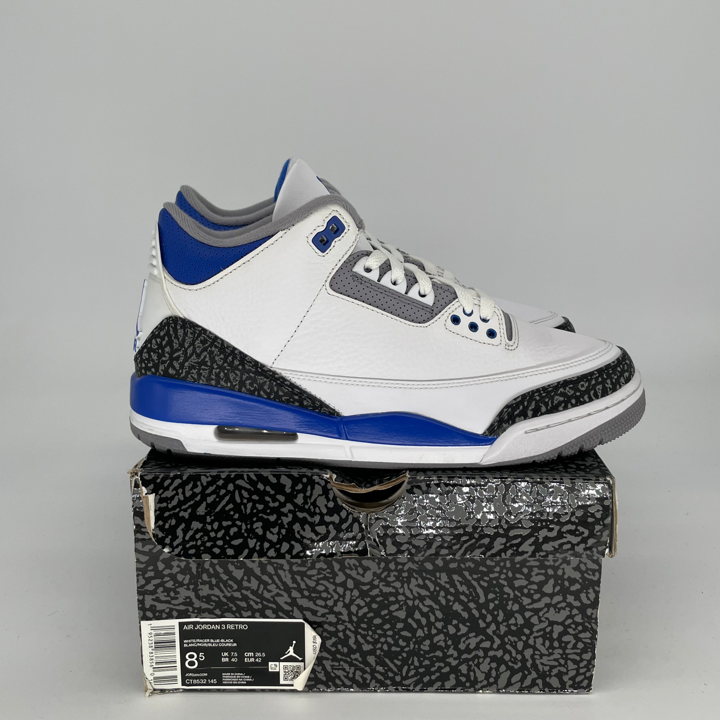 AIR JORDAN 3 RACER BLUE Men's/Women's Sneakers - Size 8.5/10W (CT8532-145) - Retro Basketball Shoes for Running, Training & Streetwear Fashion