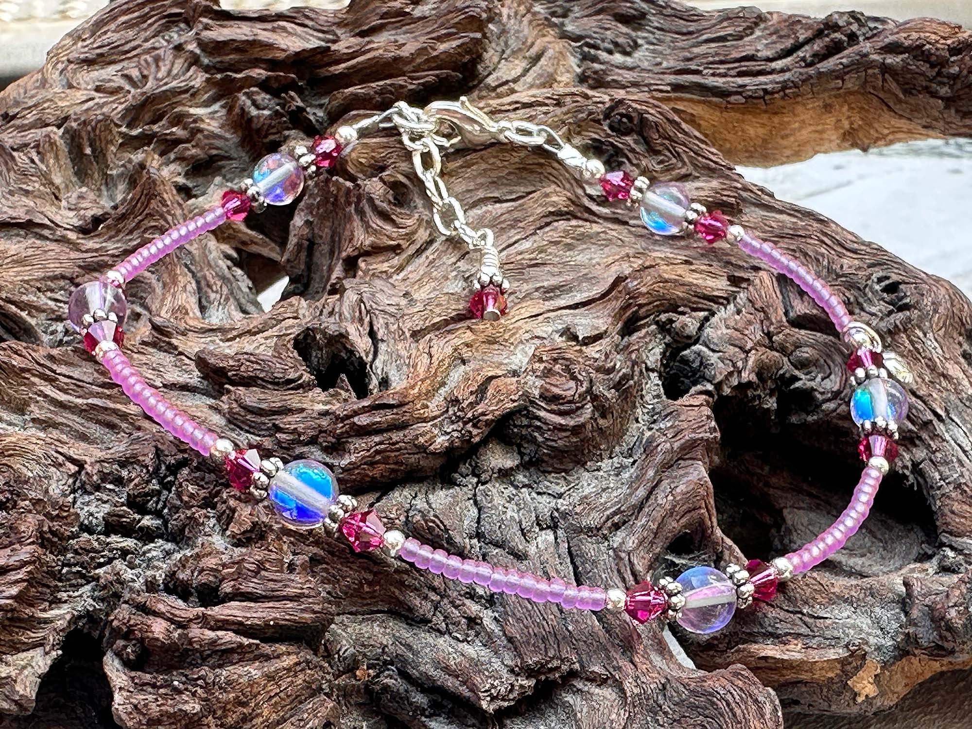 Elegant Heart Purple Beaded Anklet - Dainty Adjustable Ankle Bracelet for Women - Perfect for Beach, Summer & Boho Fashion Accessories