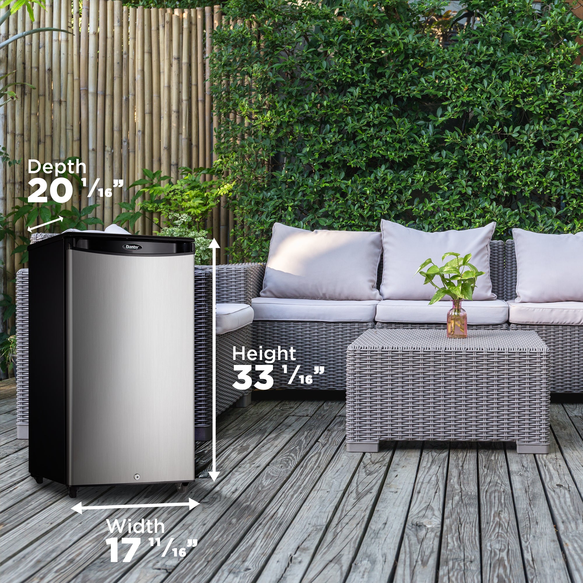 Danby DAR033A1BSLDBO 3.3 cu. ft. Stainless Steel Outdoor Refrigerator - Perfect for Patio, Backyard, and Poolside Entertaining