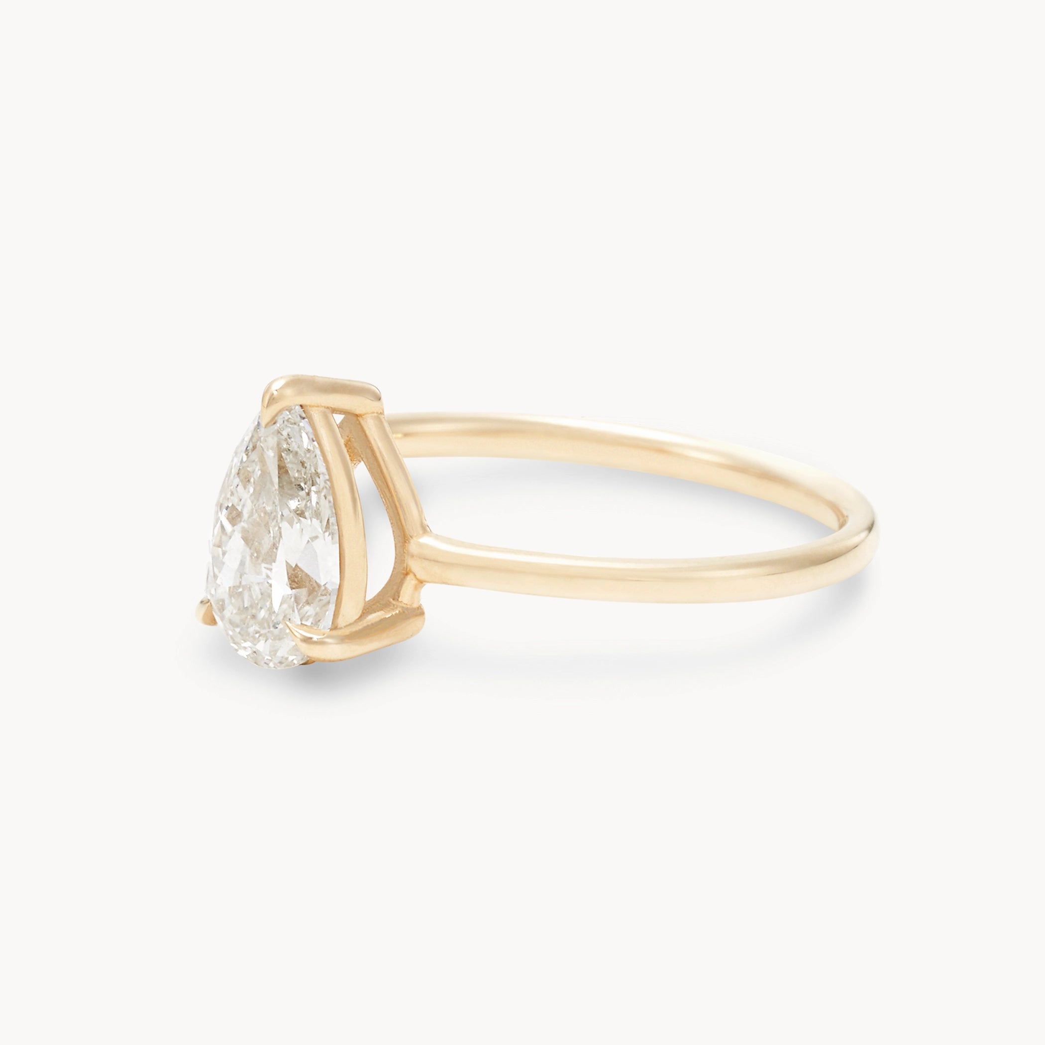 14K Yellow Gold Pear Diamond Ring – Unique Sea to Sky Design – Perfect for Weddings, Anniversaries & Special Occasions