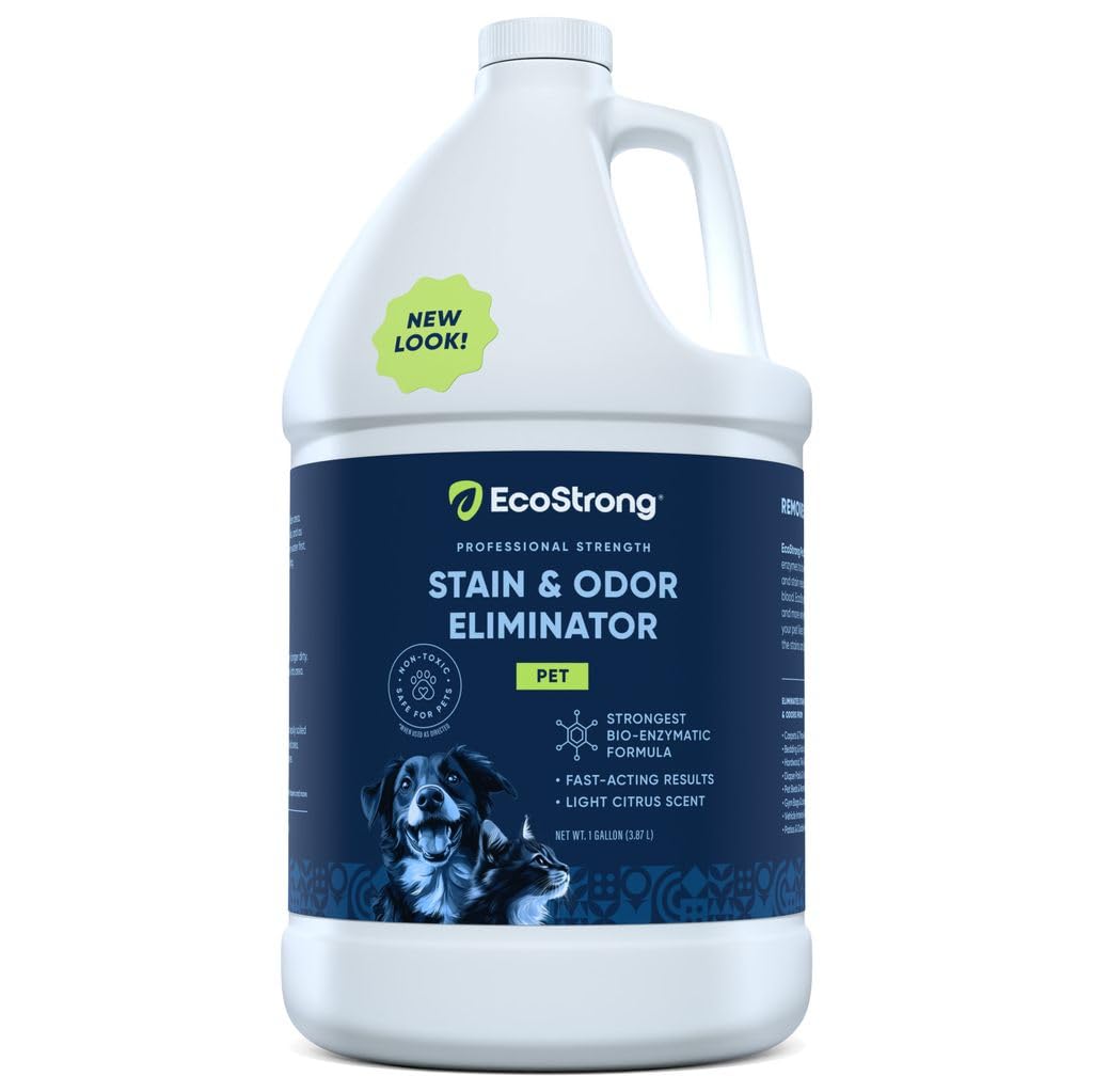 Eco Strong Pet Stain & Odor Eliminator - Enzyme Cleaner for Cat & Dog Urine - 128oz | Removes Tough Stains & Odors from Carpets, Floors & Furniture | Safe for Pets & Kids
