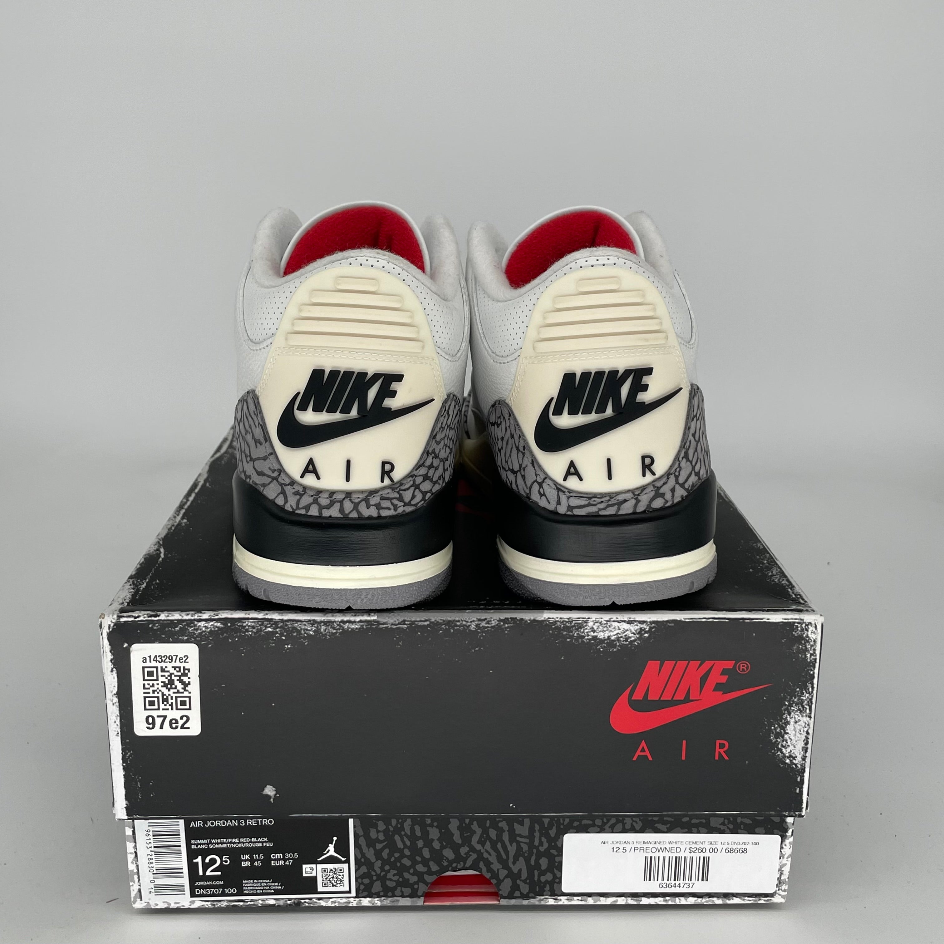 Original Air Jordan 3 Retro 'White Cement Reimagined' Men's Basketball Shoes Size 12.5 (DN3707-100) - Authentic Sneakers for Casual Wear & Street Style