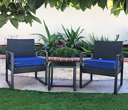 Waterproof Outdoor Patio Chair Cushion Covers - 24x22x4 Inch (Set of 3) - Royal Blue - Weather-Resistant & Durable for Garden, Poolside & Deck Furniture