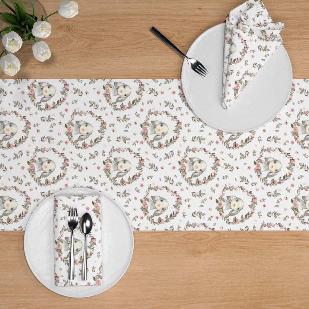 Pink Bunny Floral Easter Table Runner - 108