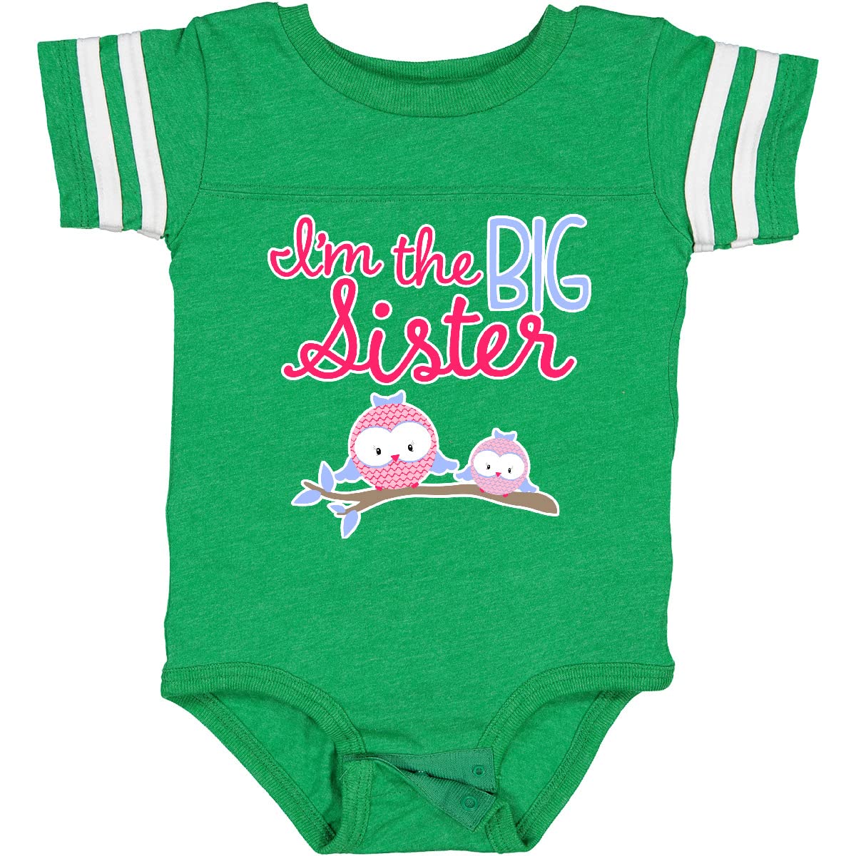 Inktastic Big Sister Owls Baby Bodysuit - Cute Owl Design Cotton Onesie for Newborn & Infant Girls - Perfect for Sibling Announcement, Baby Shower Gift & Family Photos