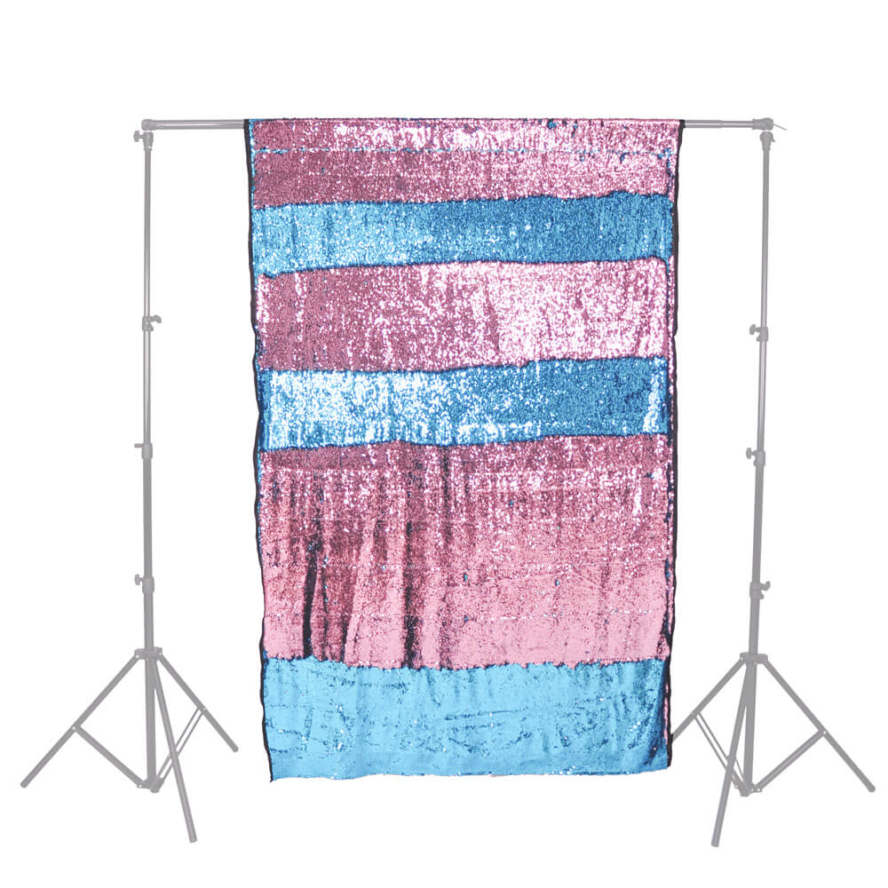 Pink and Light Blue Sequin Photo Backdrop with Stand - Sparkling Shimmer Wall for Birthday Parties, Baby Showers & Photo Booths - CLEARANCE SALE