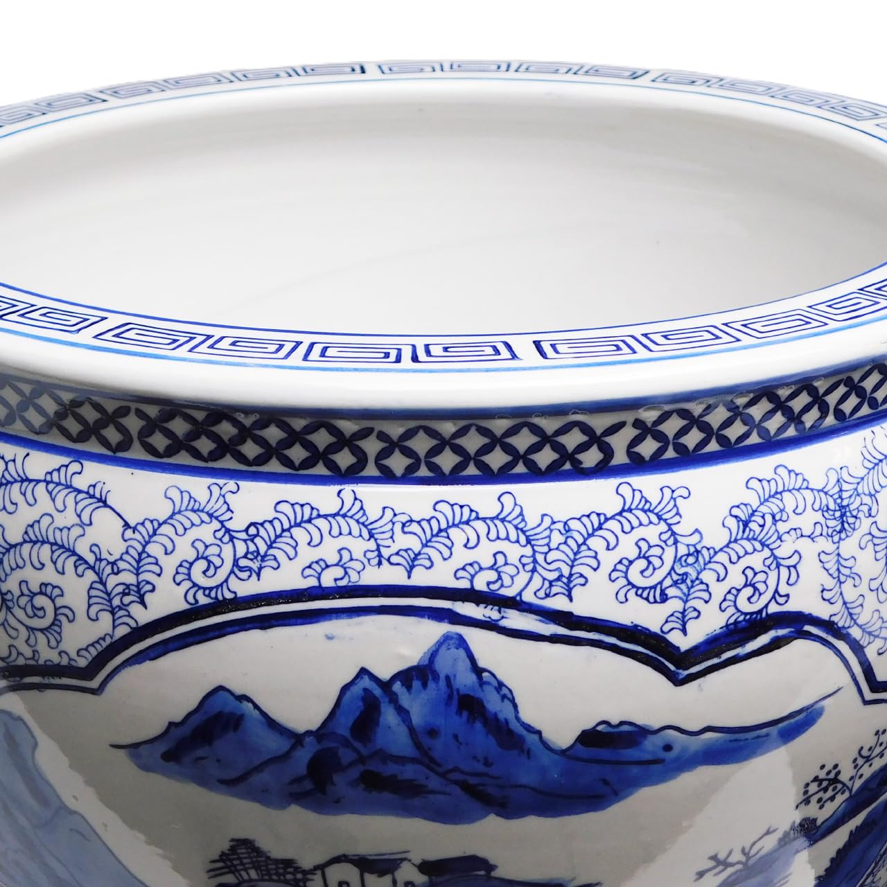 Blue and White Porcelain Garden Pots Hand-Painted with Landscape Design (10