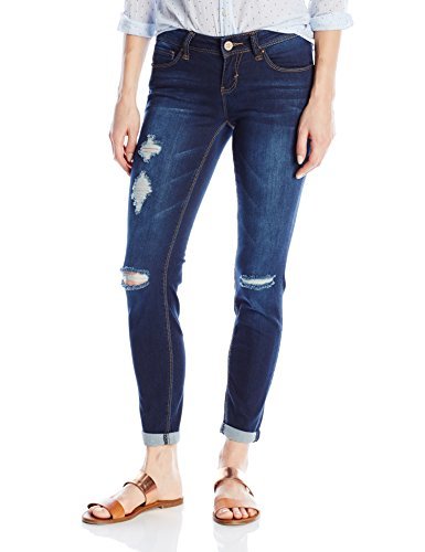 YMI Women's Luxe Single Button Anklet Skinny Jeans - High Waisted Stretch Denim Pants for Casual & Night Out