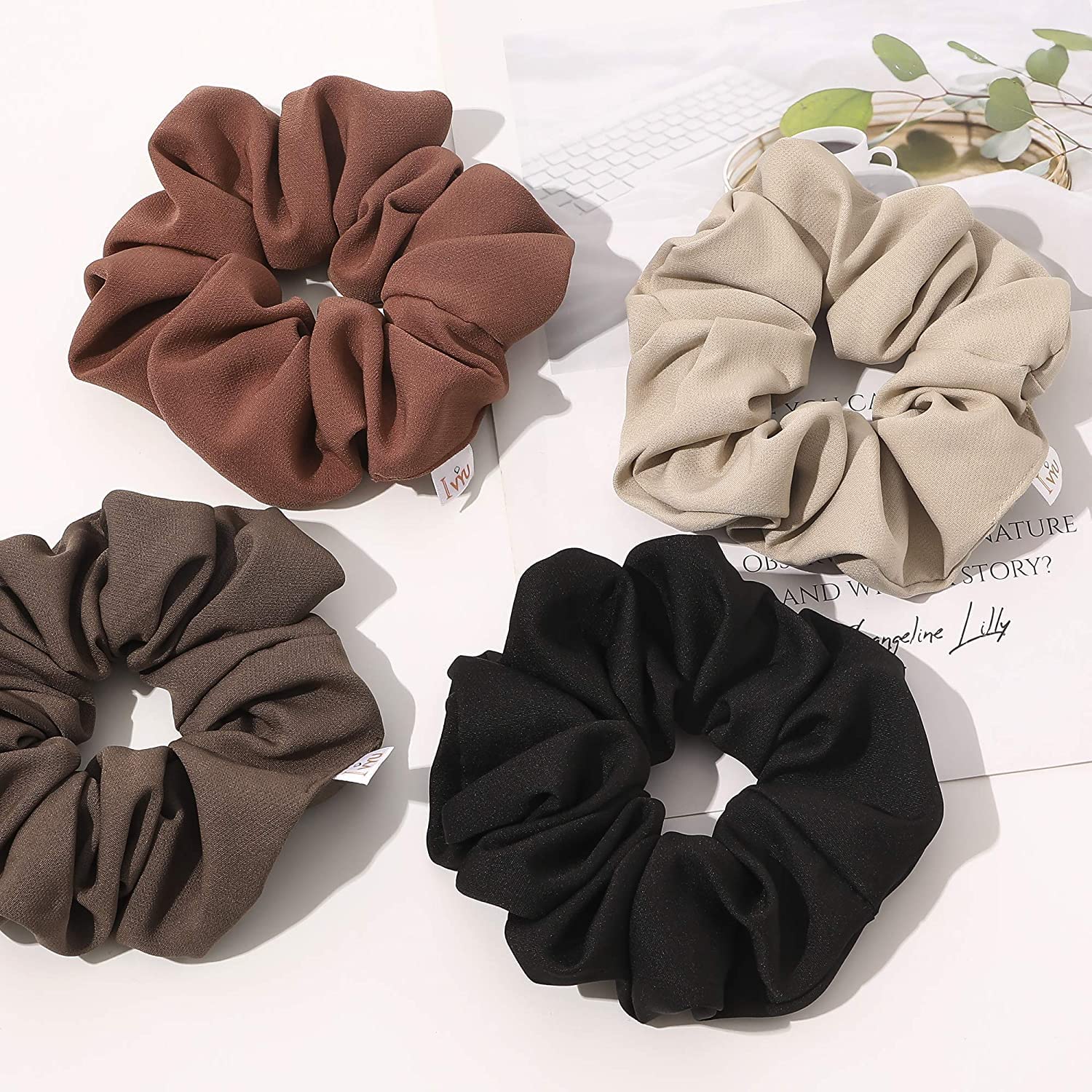 ALIBA COLLECTION Large Scrunchies for Thick Hair - No Crease Hair Ties for Women & Girls, Soft Jumbo Scrunchy for Curly Hair - Perfect for Workouts, Yoga, Office & Everyday Use