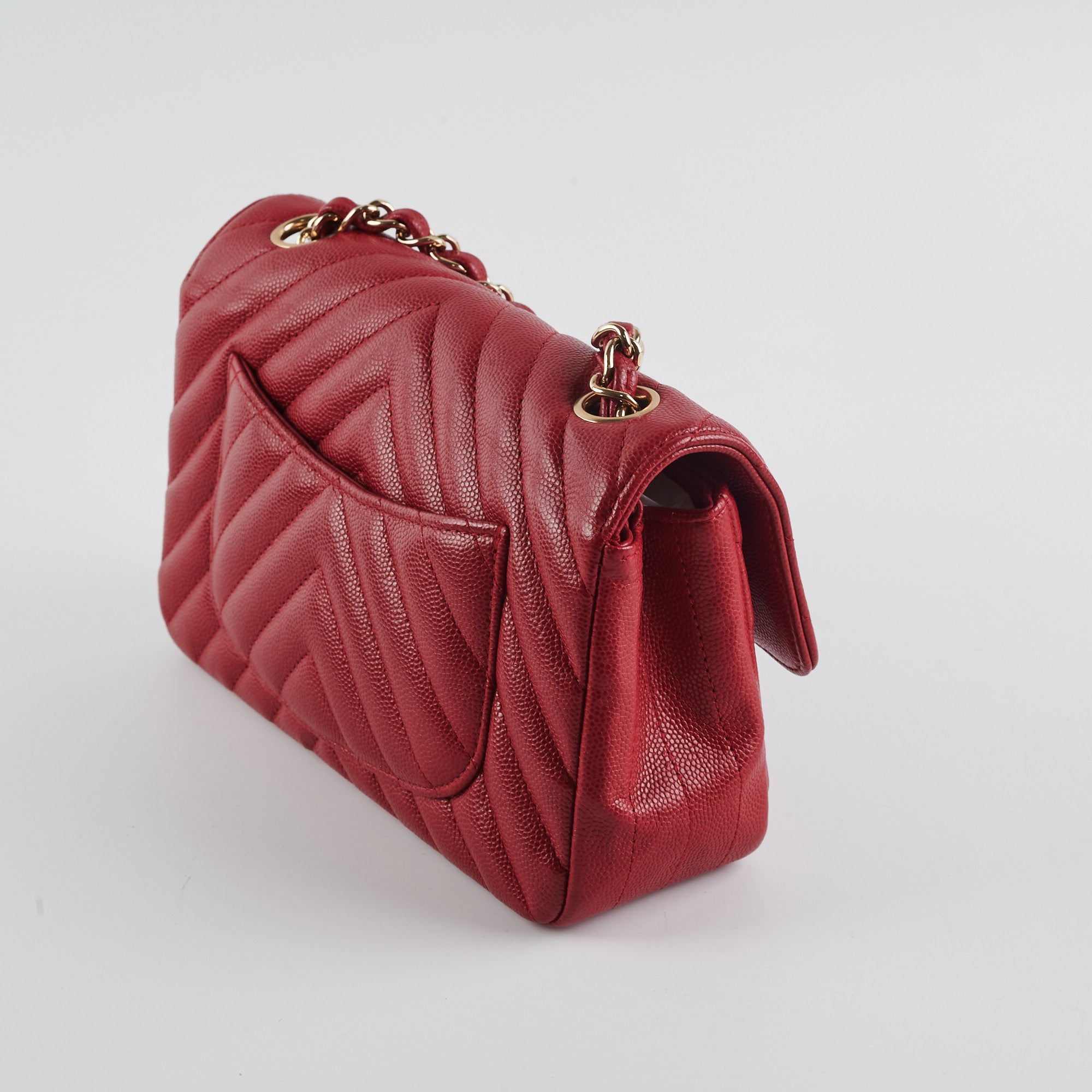 Chanel 18B Chevron Rectangular Mini Bag in Red - Luxury Crossbody Purse for Women, Perfect for Parties & Evening Events