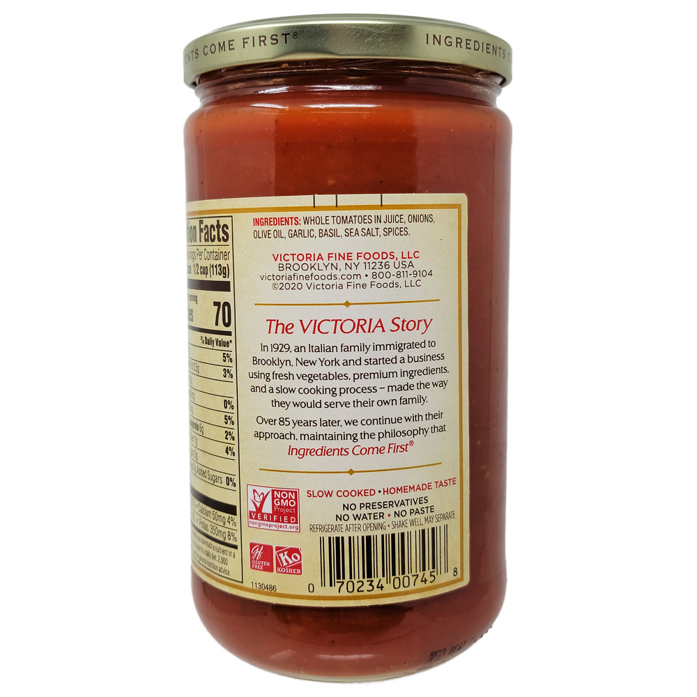 Victoria Low Sodium Marinara Sauce - 24oz Jar | Authentic Italian Pasta Sauce for Healthy Cooking, Pizza & Pasta Dishes | Gluten-Free & Vegan Friendly