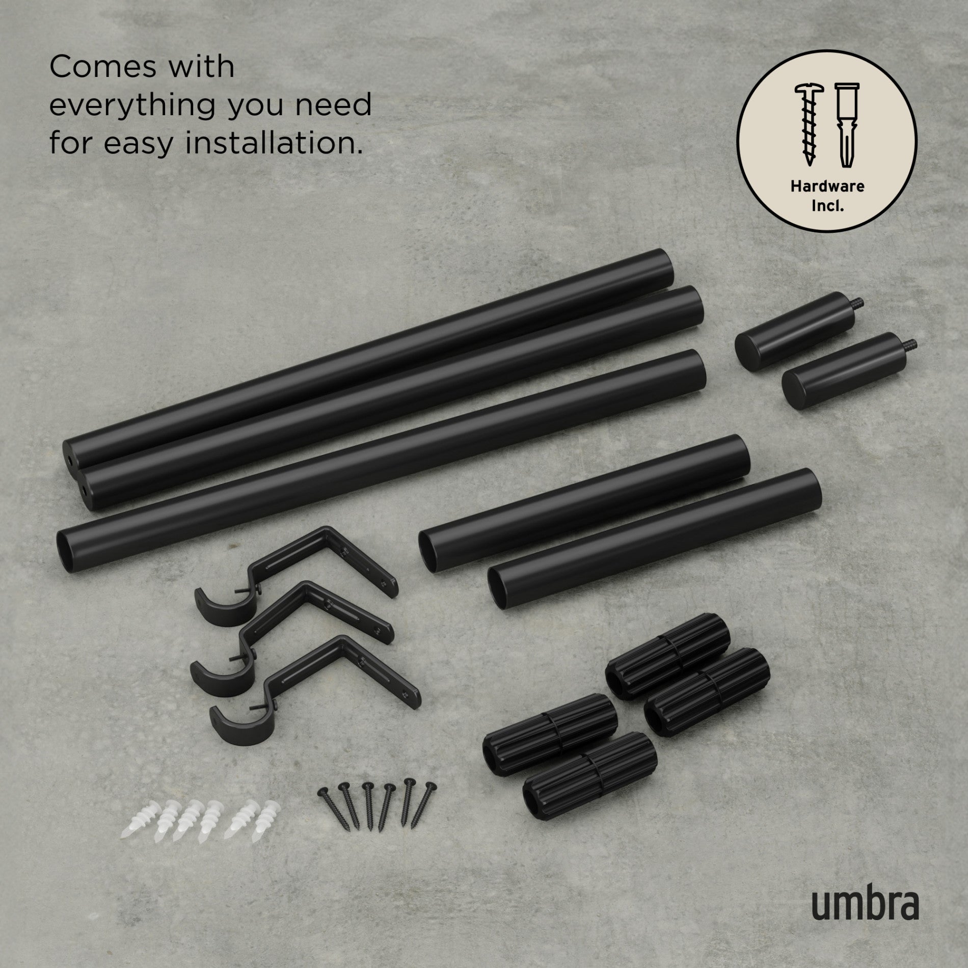 Zen Blackout Curtain Rod - Heavy Duty Adjustable Window Drapery Rod for Bedroom & Living Room - Perfect for Light Blocking & Privacy