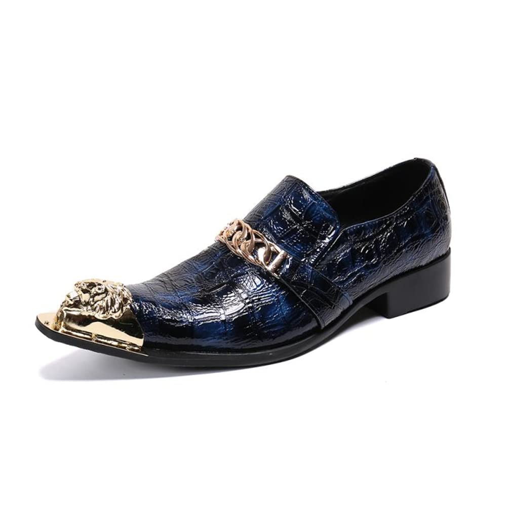 Men's Classic Oxford Business Shoes - Formal Slip-On Pointed Toe Blue Dress Shoes (Size 38-46 EU/US) | Perfect for Office Wear, Weddings & Professional Events