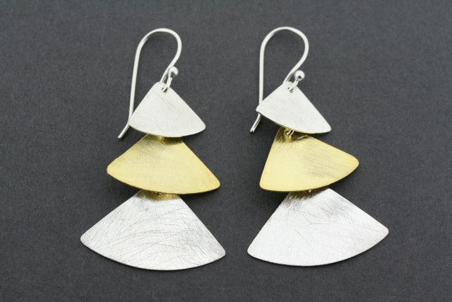 Gold Plated & Silver Triangle Drop Earrings for Women - Elegant Geometric Dangle Earrings for Party, Wedding & Everyday Wear