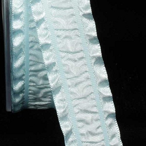 Premium Baby Blue Woven Edge Ruffled Craft Ribbon - 1 Inch x 60 Yards (180 Feet) for Gift Wrapping, DIY Scrapbooking, Party Decorations & Hair Bows