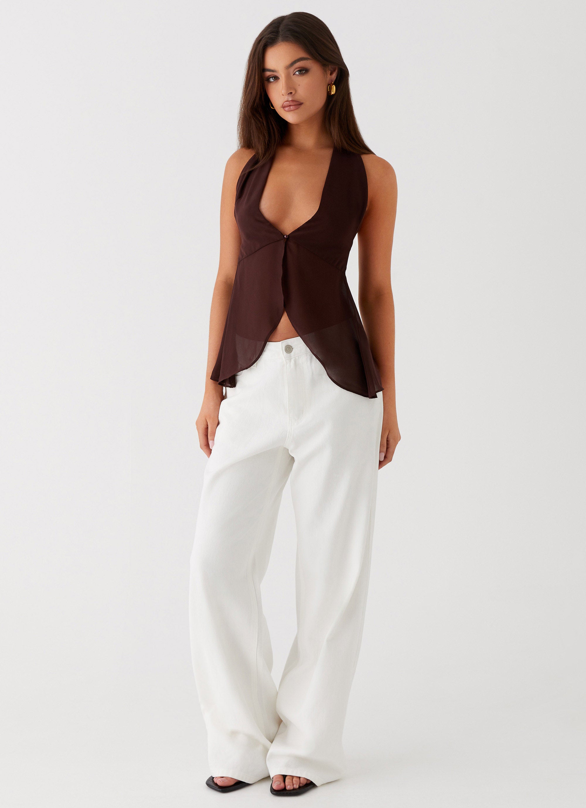 Stylish Halterneck Top for Women - Trendy Brown Summer Blouse | Perfect for Beach Outings, Parties & Casual Wear