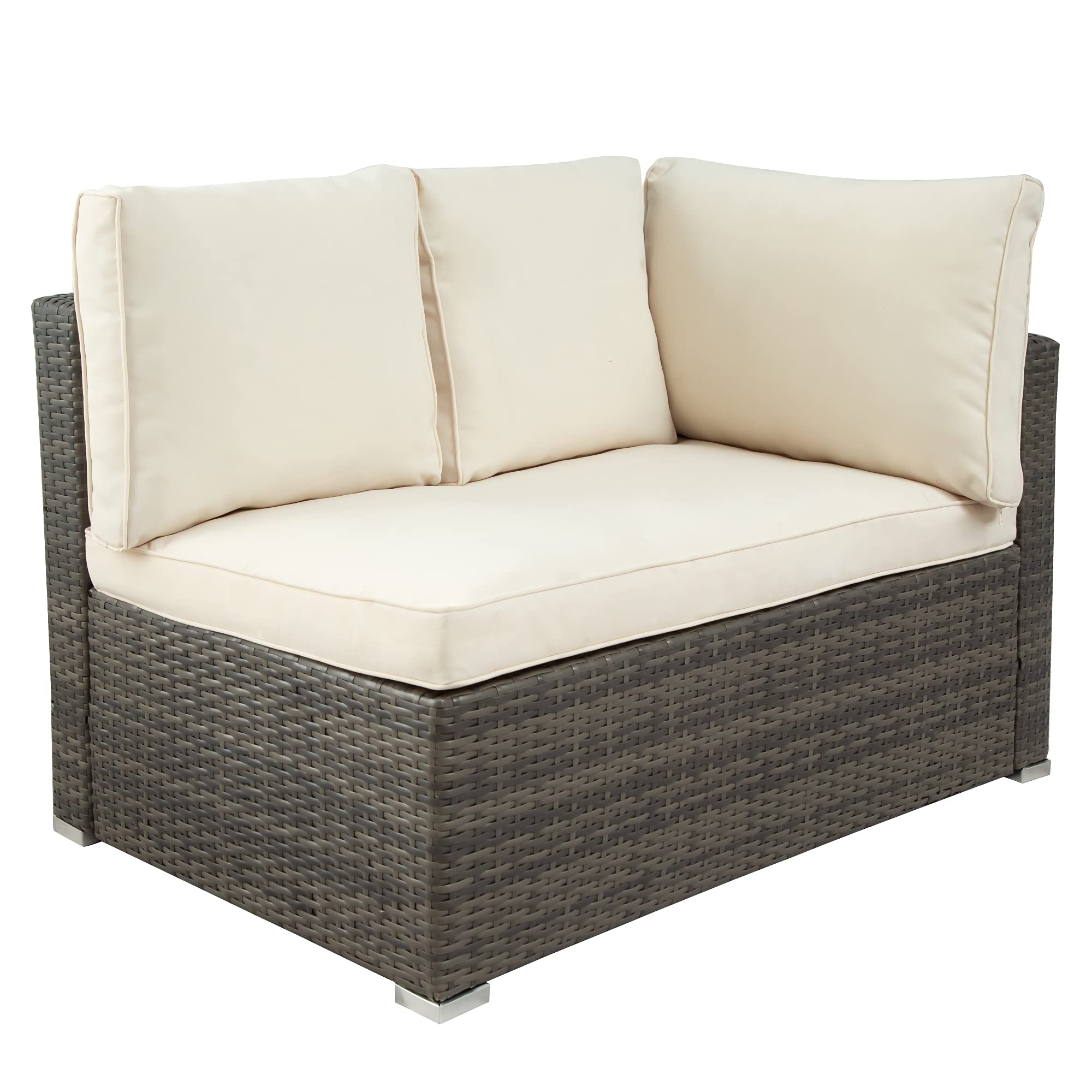 7-Piece Outdoor Patio Furniture Set - All-Weather PE Rattan Wicker Sofa with Cushions, Coffee Table & Storage - Beige - Perfect for Backyard, Garden, Poolside & Terrace Relaxation
