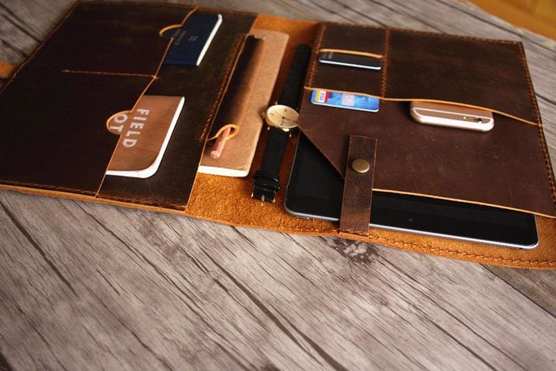 Custom Leather MacBook Pro 15 Inch Case - Personalized Engraved Laptop Sleeve for Work, Travel & School Protection