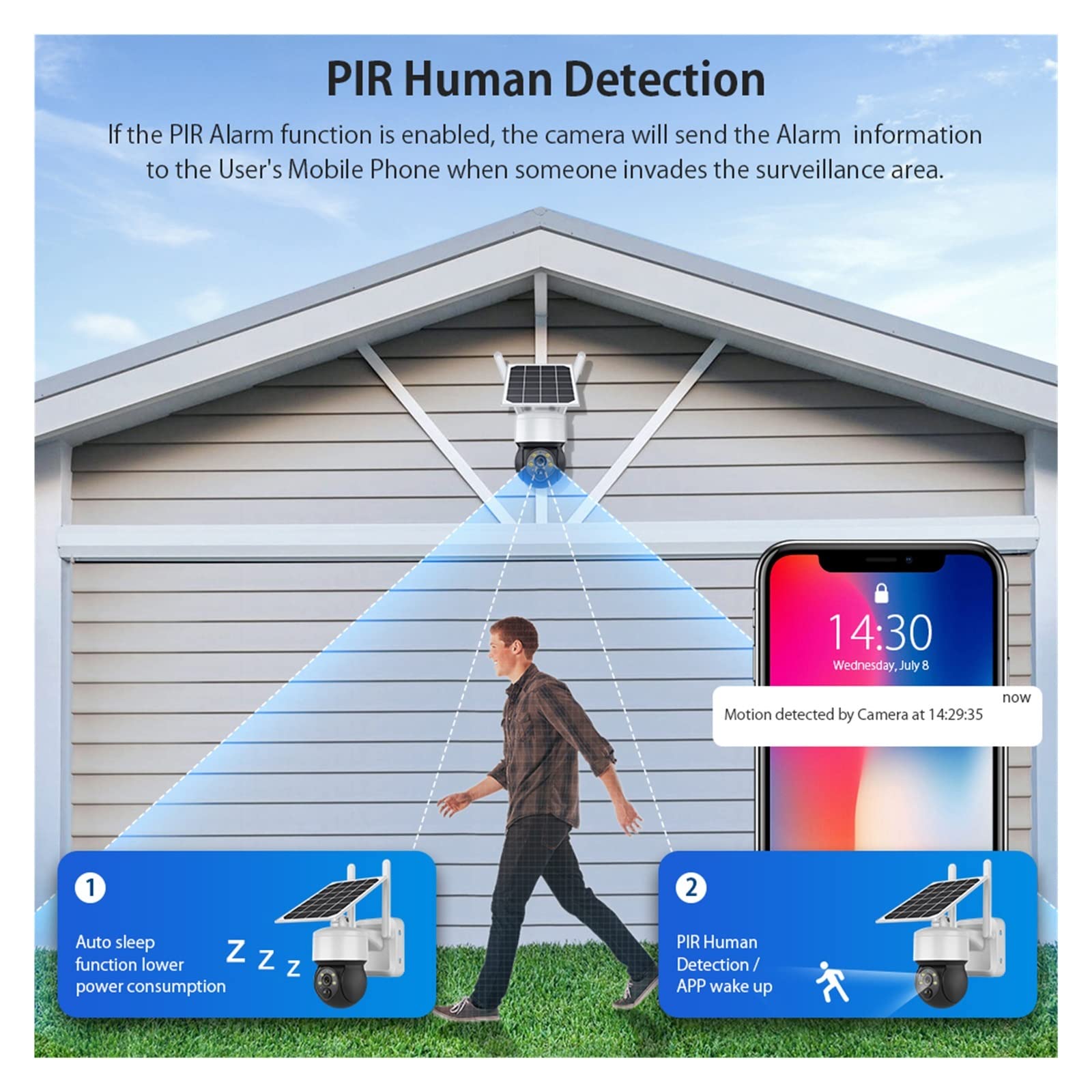 5MP Solar Security Camera Outdoor Wireless - 4G SIM & 12000mAh Battery, PIR Motion Detection, Night Vision, Weatherproof - Ideal for Home Security, Backyard Monitoring & Farm Protection (Supports WiFi & 64GB Storage)