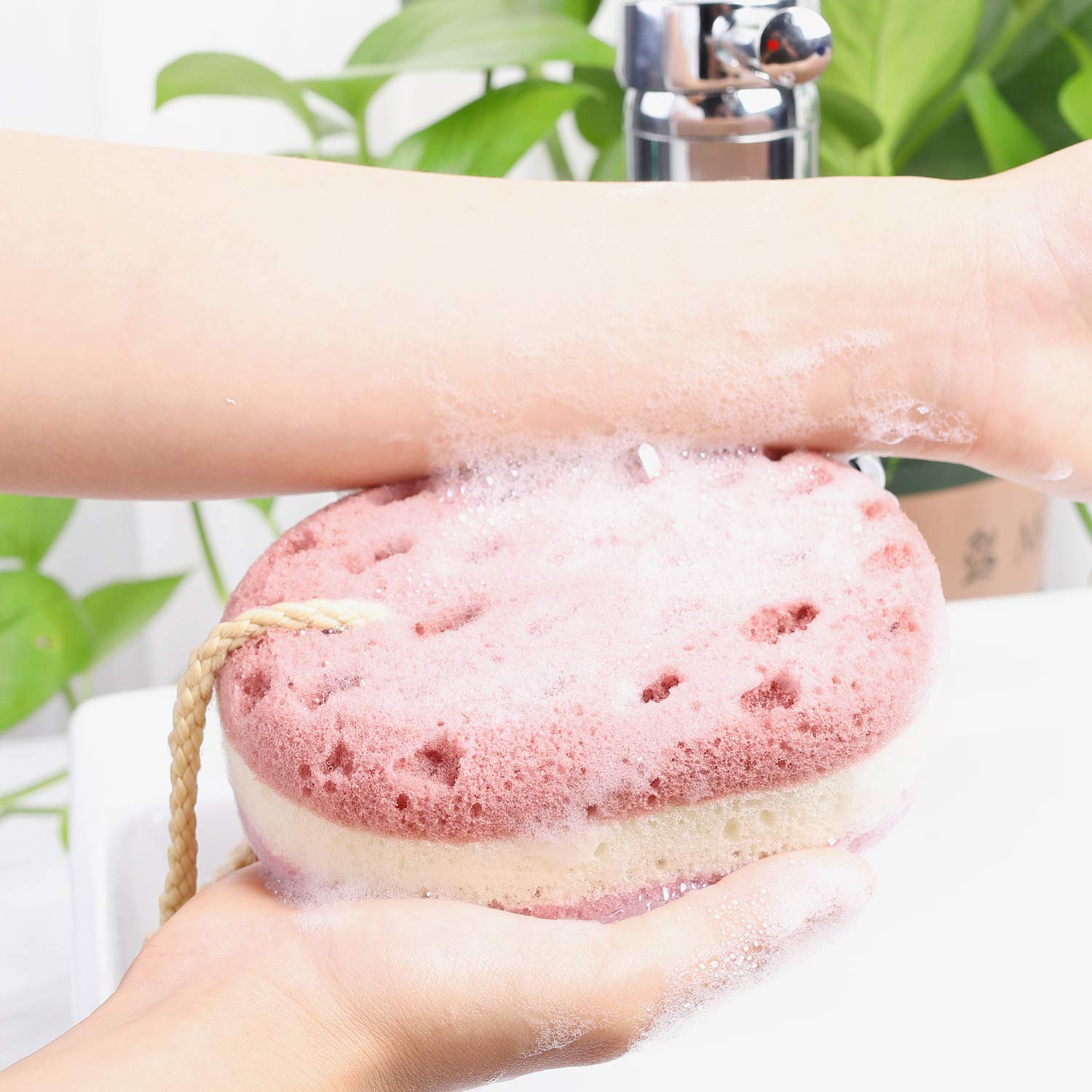 3 Pack Exfoliating Bath Sponges for Women & Men - Soft Loofah Body Scrubber for Adults & Kids - Gentle Shower Sponge for Body Wash & Skin Care - Perfect for Daily Bathroom Use & Travel Accessories (Small Size)