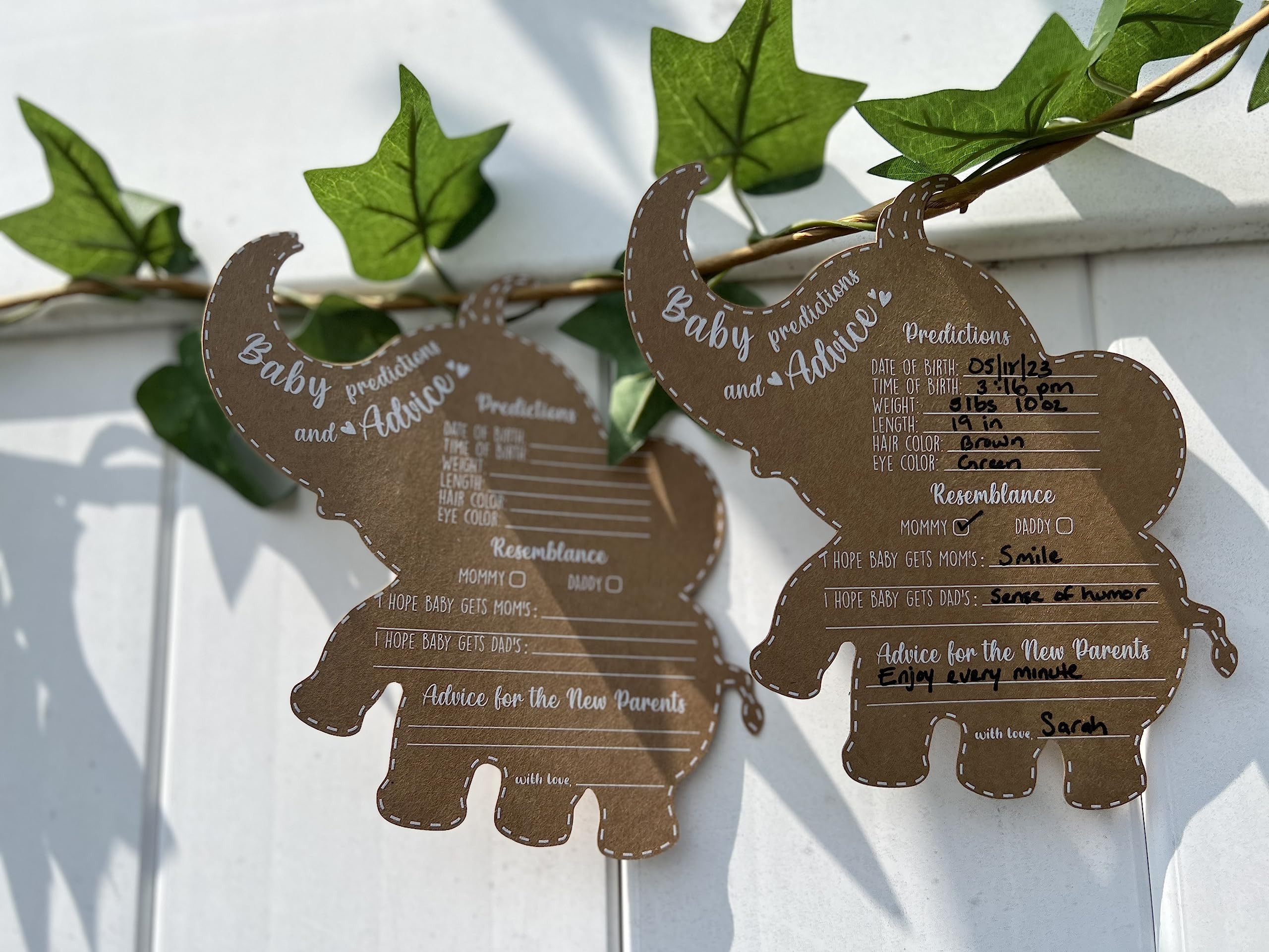 **Baby Shower Games & Advice Cards for Parents to Be - Elephant Safari Jungle Theme - Set of 50 - Perfect for Baby Showers, Gender Reveals & Nursery Decor**