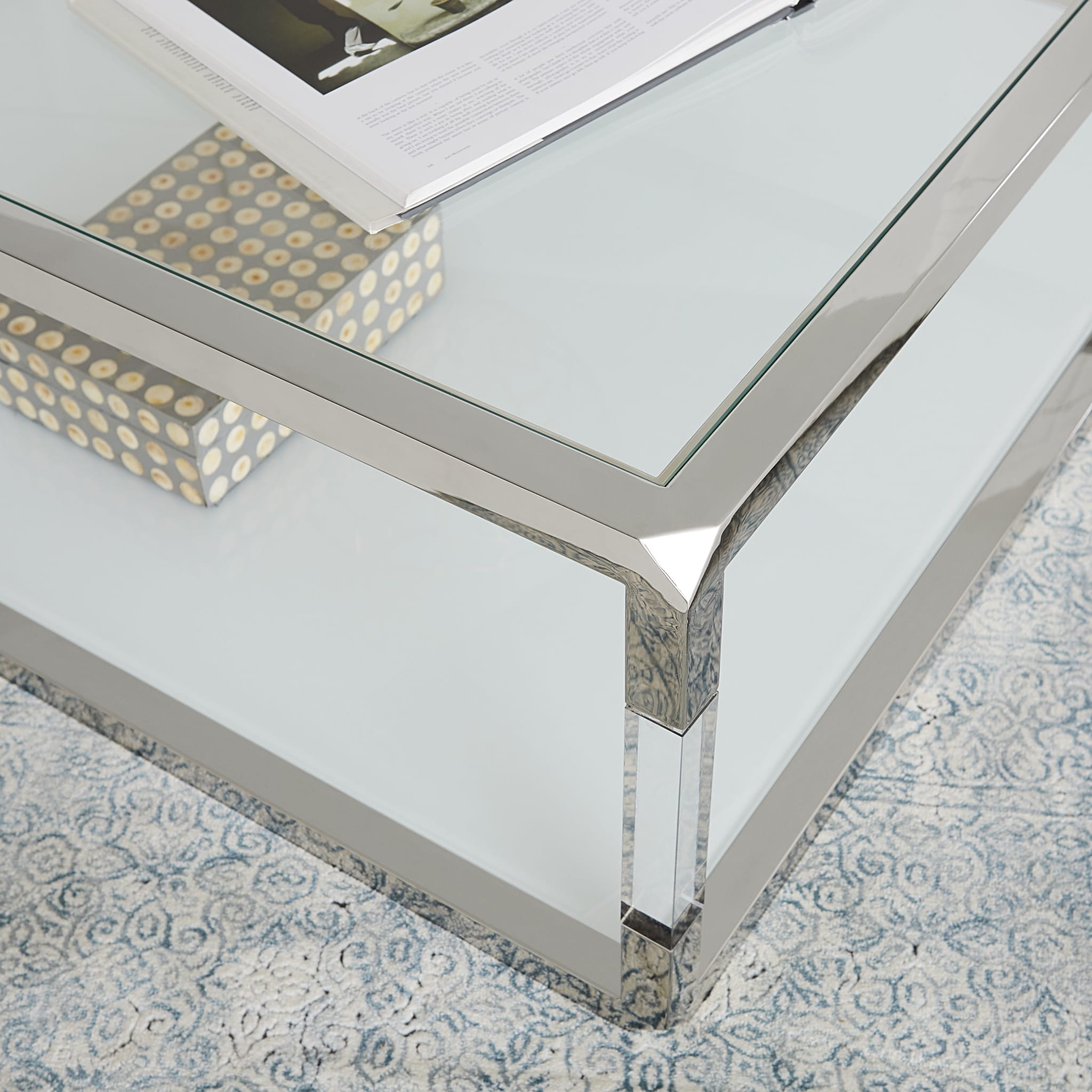 Modern Jasper End Table - Acrylic & White Glass Nightstand with PSS Finish - Perfect for Living Room, Bedroom, or Office Side Table