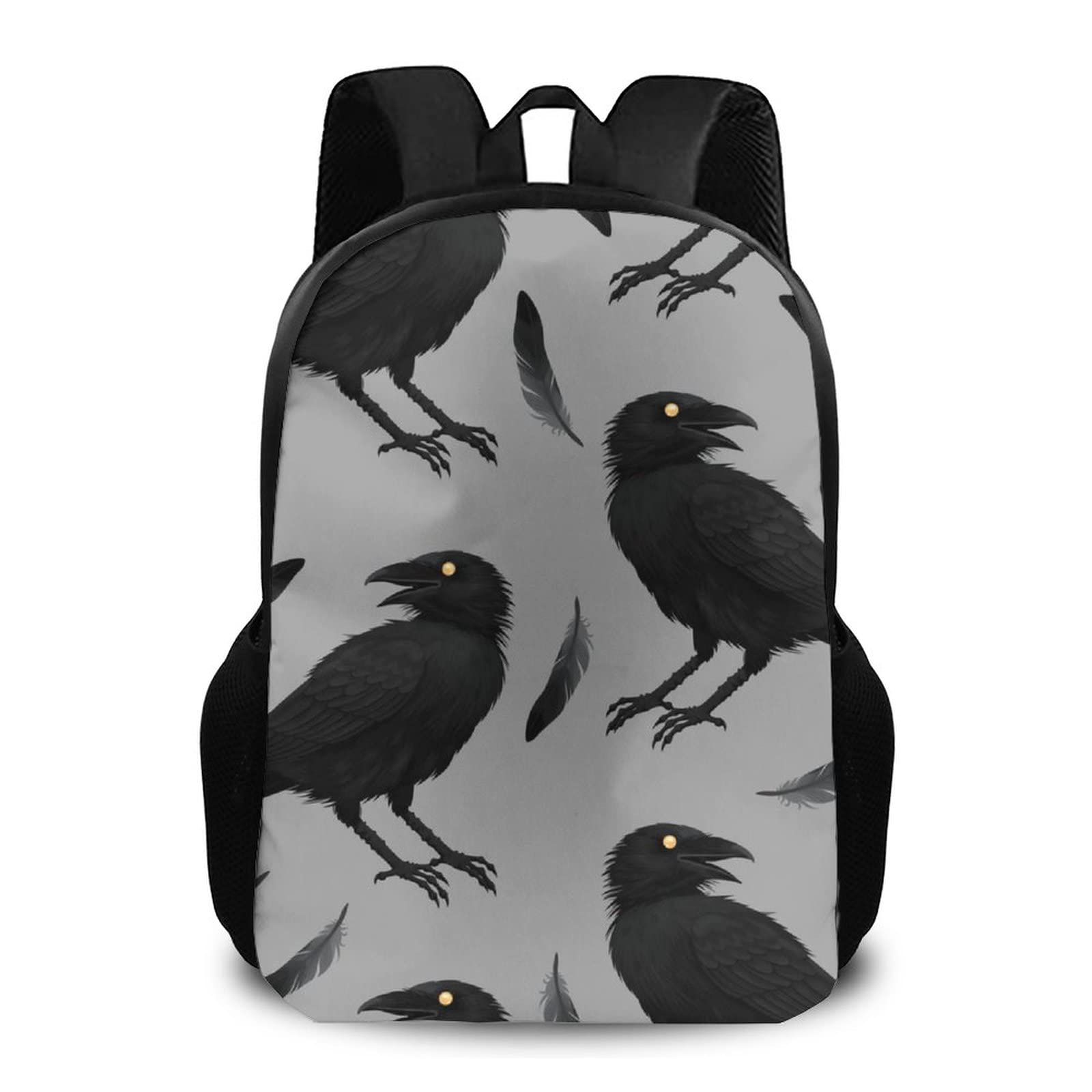Stylish Waterproof Travel Backpack with Raven Feather Design - Durable Hiking Daypack for Men & Women, Fits 15 Inch Laptop - Perfect for Commuting, Camping & Outdoor Adventures