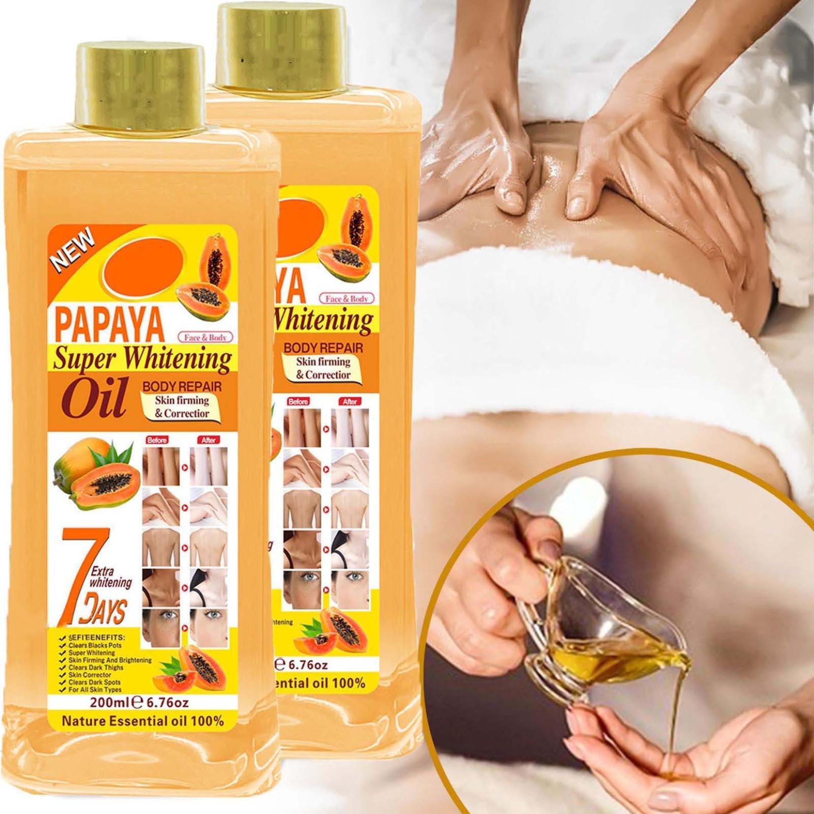 Soft 7 Turmeric Body Oil for Skin - 100% Natural Moisturizing Oil for Women & Men (200ml) | Hydrating, Nourishing & Brightening | Perfect for Dry Skin, Massage & Aromatherapy
