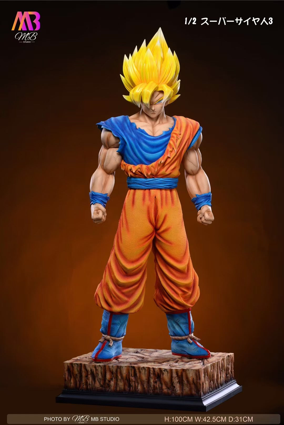 MB Studio 1/2 Scale Super Saiyan 3 Goku Action Figure - Dragon Ball Z Collectible Statue for Anime Fans | Perfect for Display, Gift Giving & Anime Collections