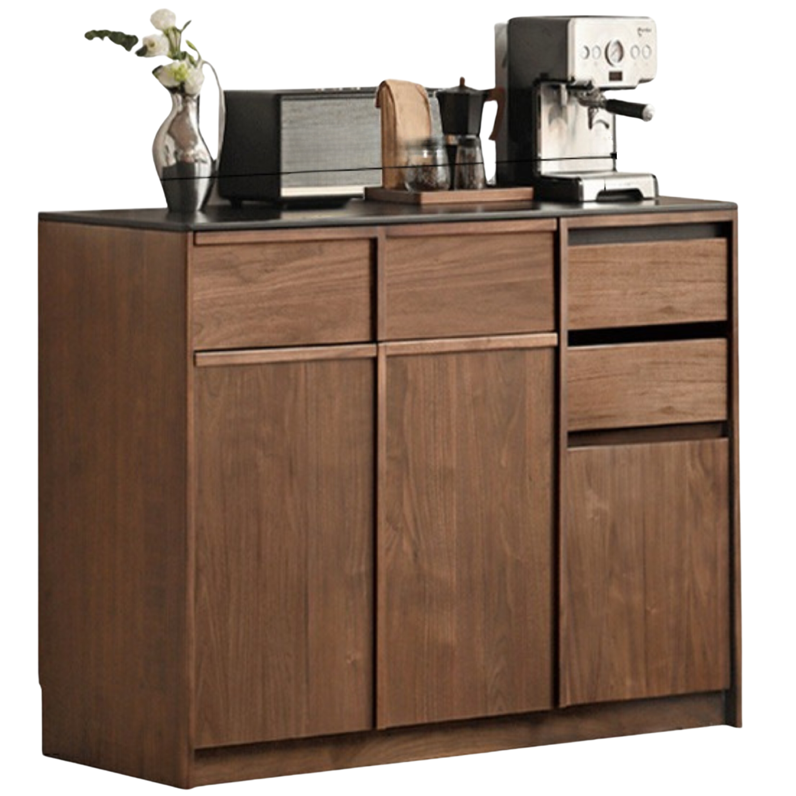 Premium Black Walnut Solid Wood Sideboard Buffet - Modern Light Luxury Dining Room Storage Cabinet for Formal Entertaining & Everyday Use