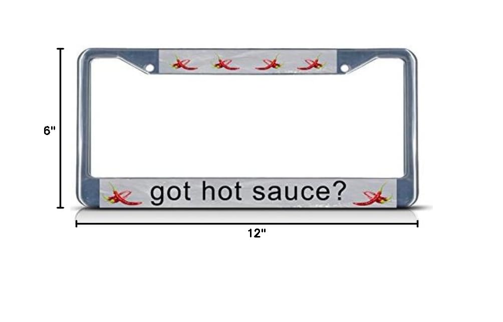 Hot Sauce License Plate Frame - Funny Novelty Car Tag Holder Cover - Perfect for Spicy Food Lovers & Prank Gifts