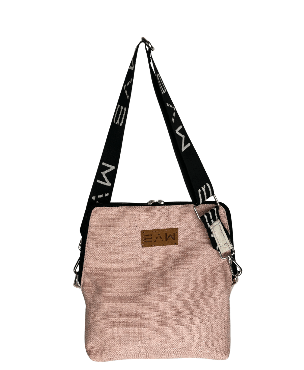 Vegan Crossbody Bag for Women - Summer Canvas & Cork Flop Shoulder Purse in Soft Pink | Perfect for Beach, Travel & Casual Outings