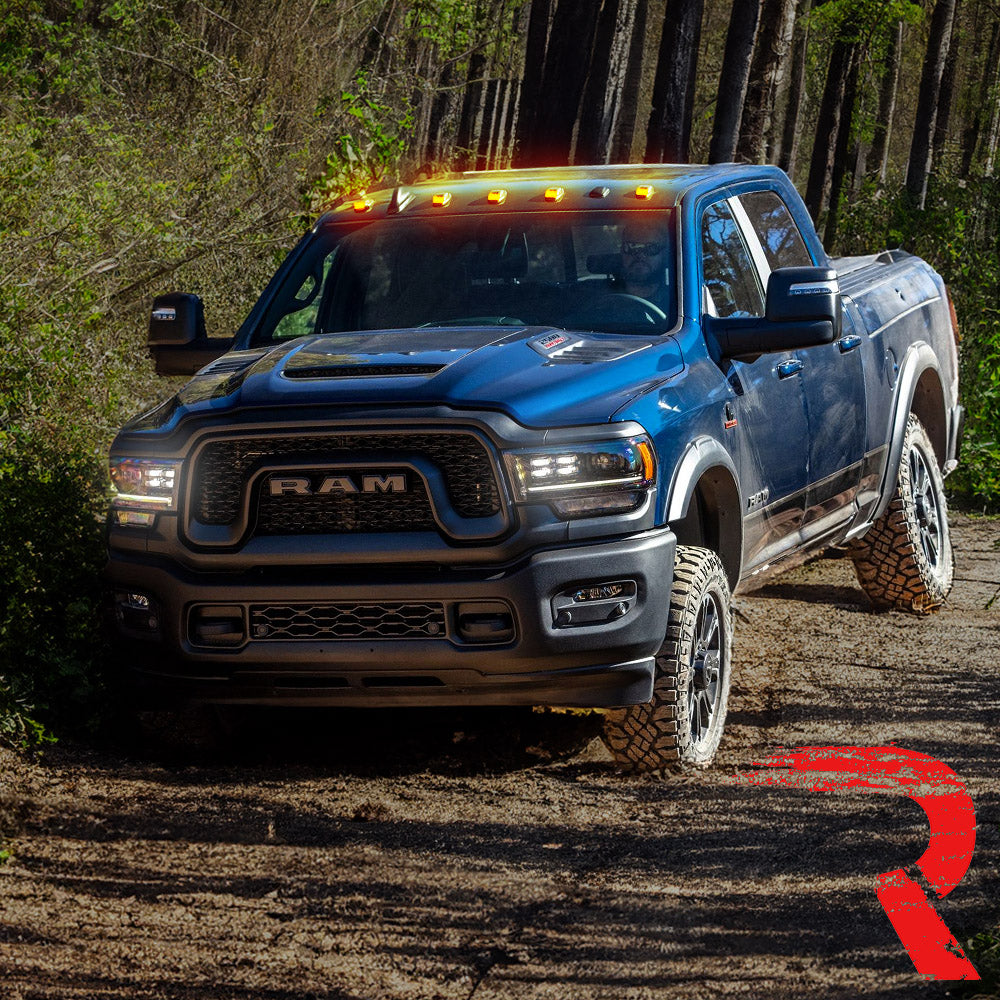 Dodge RAM HD 2500/3500 19-25 5-Piece Cab Roof LED Light Kit with Smoked Amber Lens - Direct OEM Replacement for Factory Cab Roof Lights - Perfect for Off-Roading, Night Driving & Enhanced Vehicle Visibility