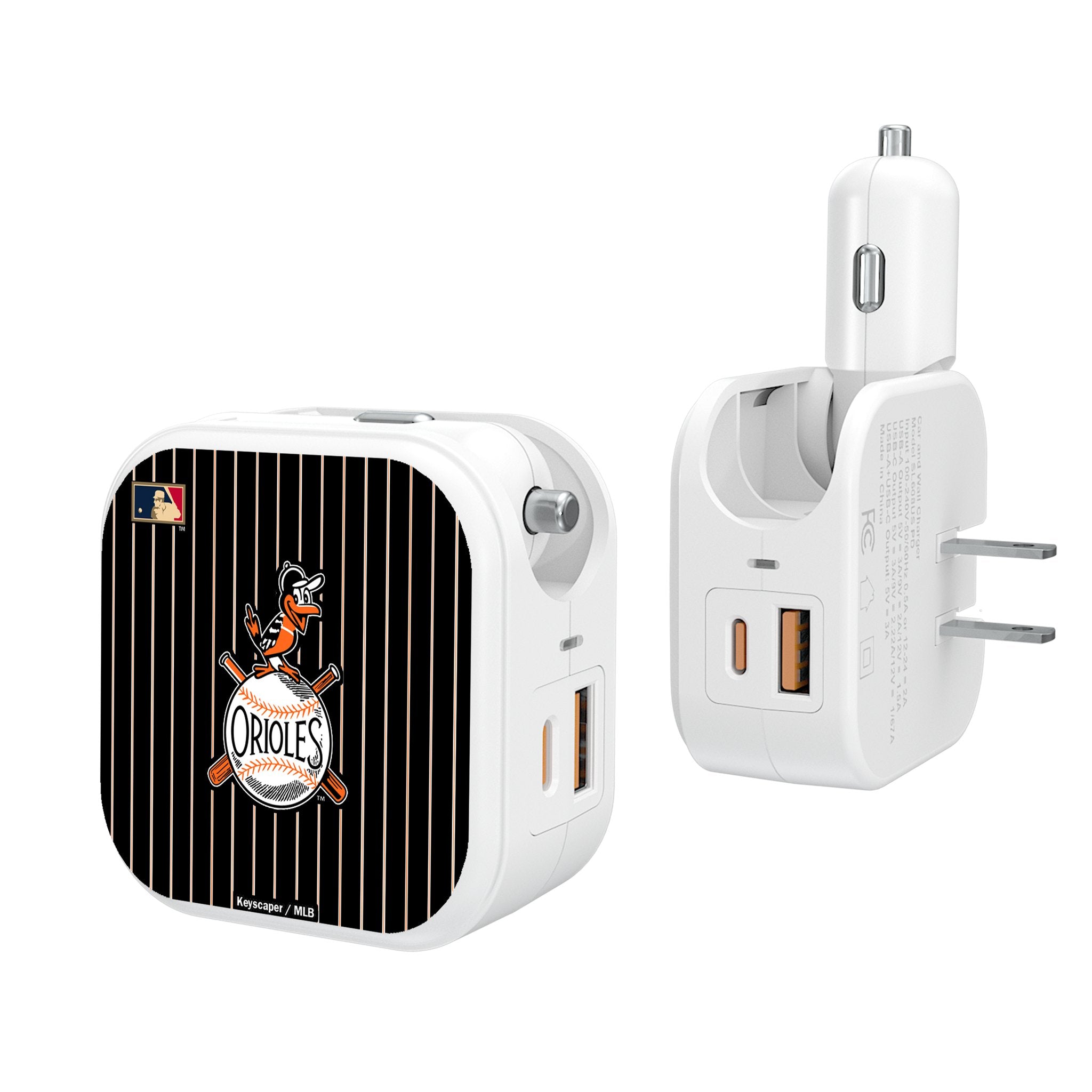 Baltimore Orioles 1954-1963 Cooperstown Collection Pinstripe 2-in-1 USB Charger - Perfect for Baseball Fans & Office Use