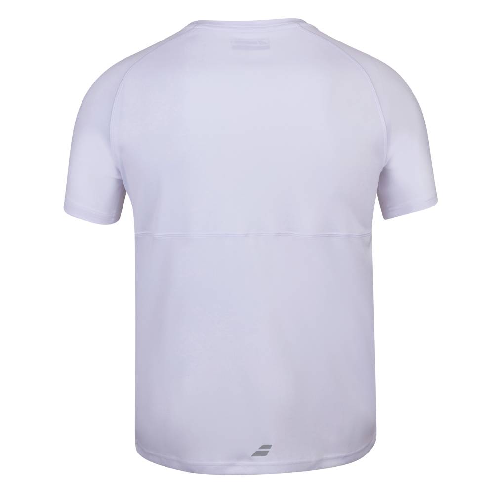 Babolat Men's Play Crew Neck Tennis Shirt - White | Moisture-Wicking & Breathable for Comfort on the Court