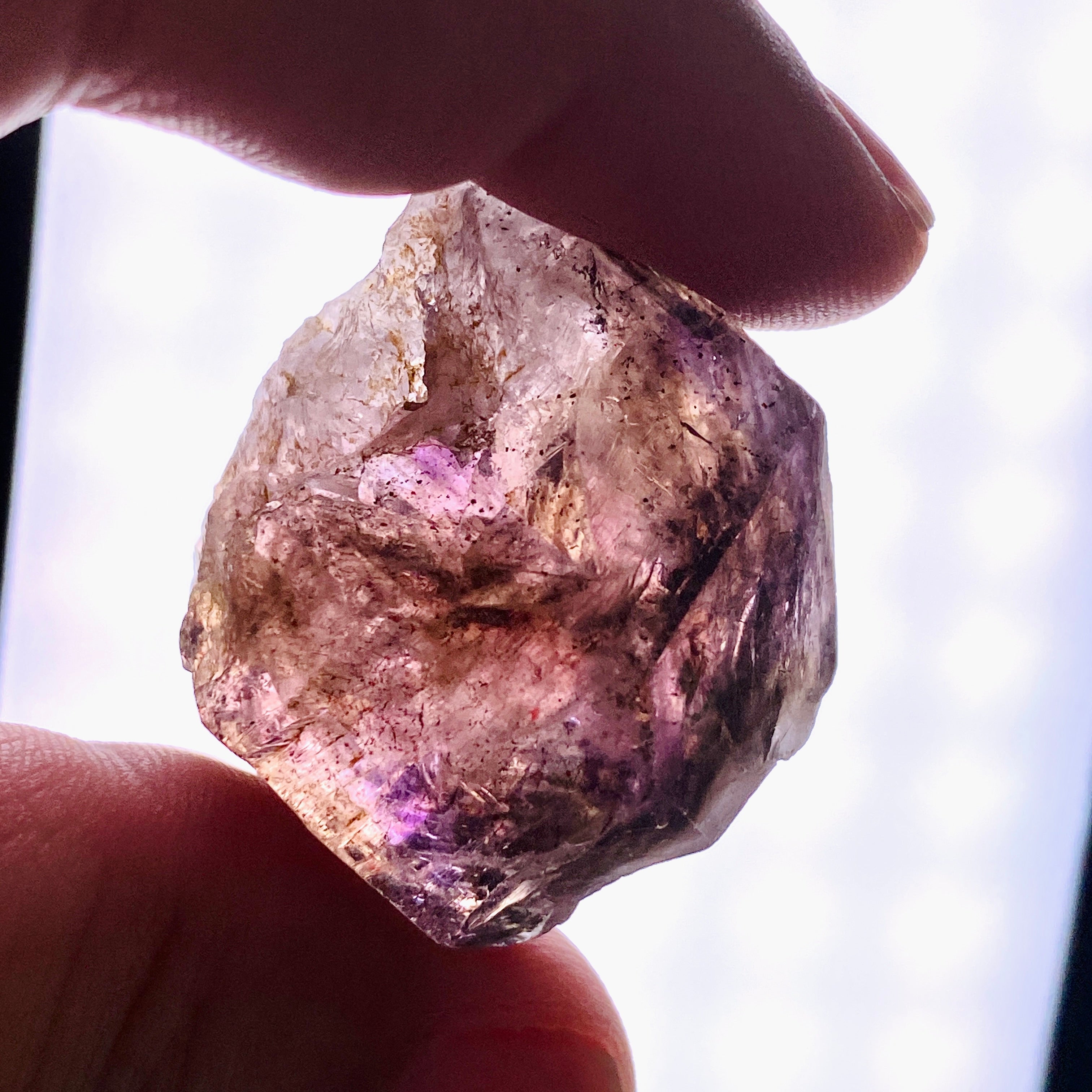 Natural Smokey Amethyst Crystal with Inclusions - Similar to Super Seven & Brandberg (CR3736) - Perfect for Meditation, Healing & Jewelry Making