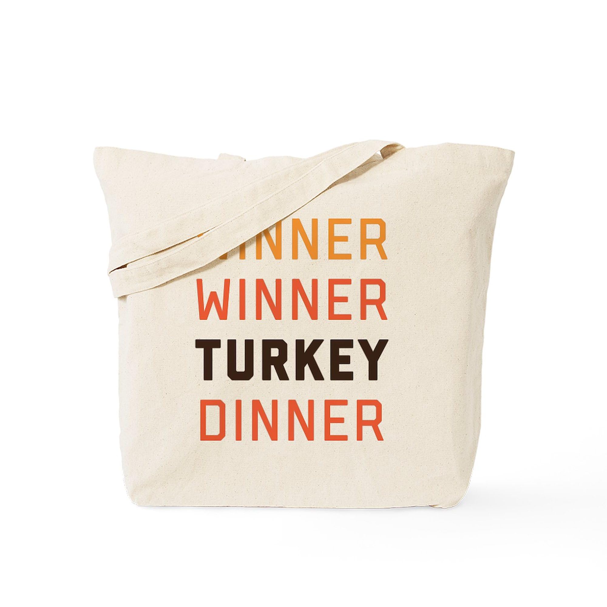 Winner Winner Turkey Dinner Tote Bag - Natural Canvas Reusable Shopping Bag for Groceries, Beach & Holiday Gifts | Eco-Friendly & Durable