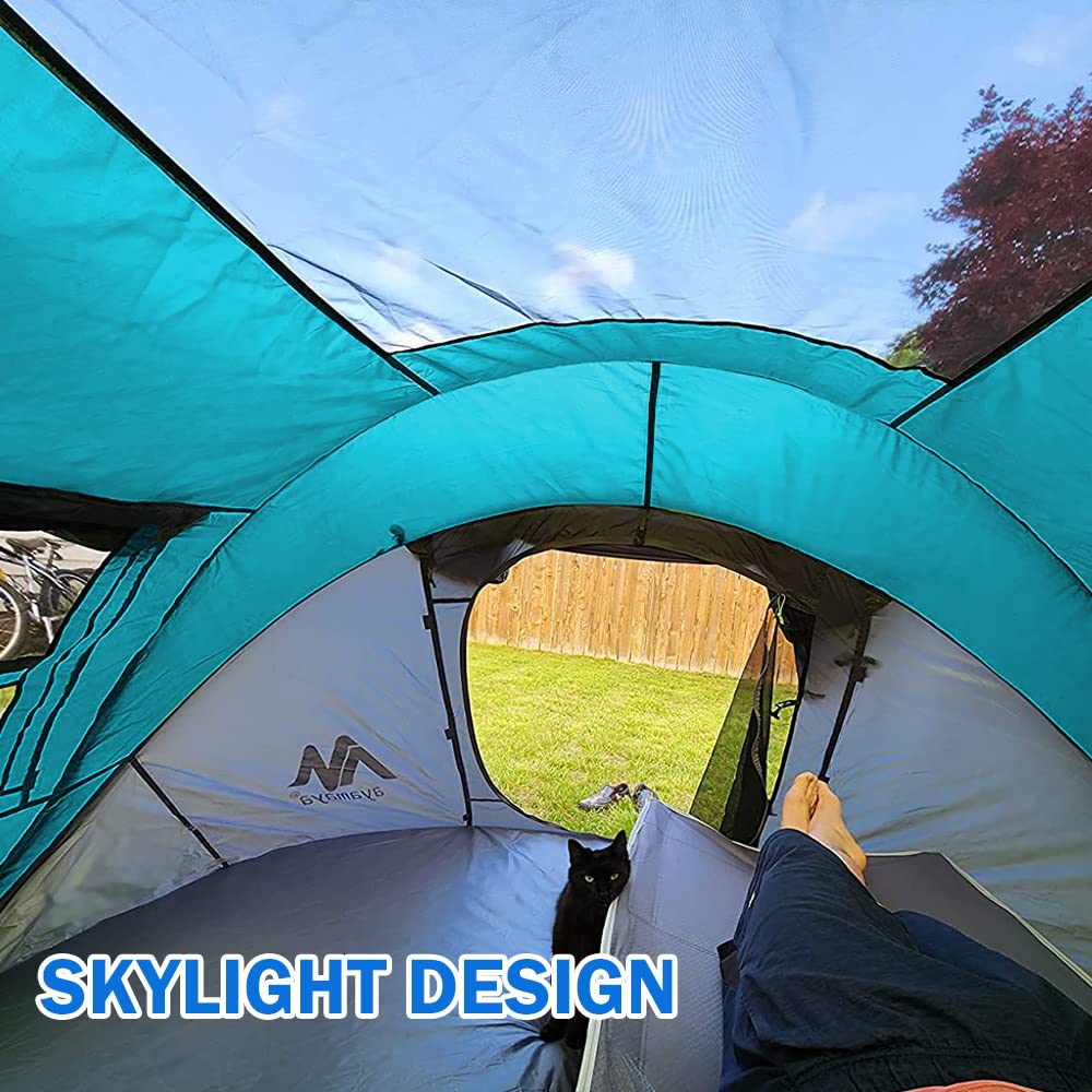 Portable Camping Fan with LED Lights & Remote Control + 4 Person Waterproof Pop Up Tent Set - Rechargeable Outdoor Gear for Camping, Backpacking, Hiking & Beach Trips