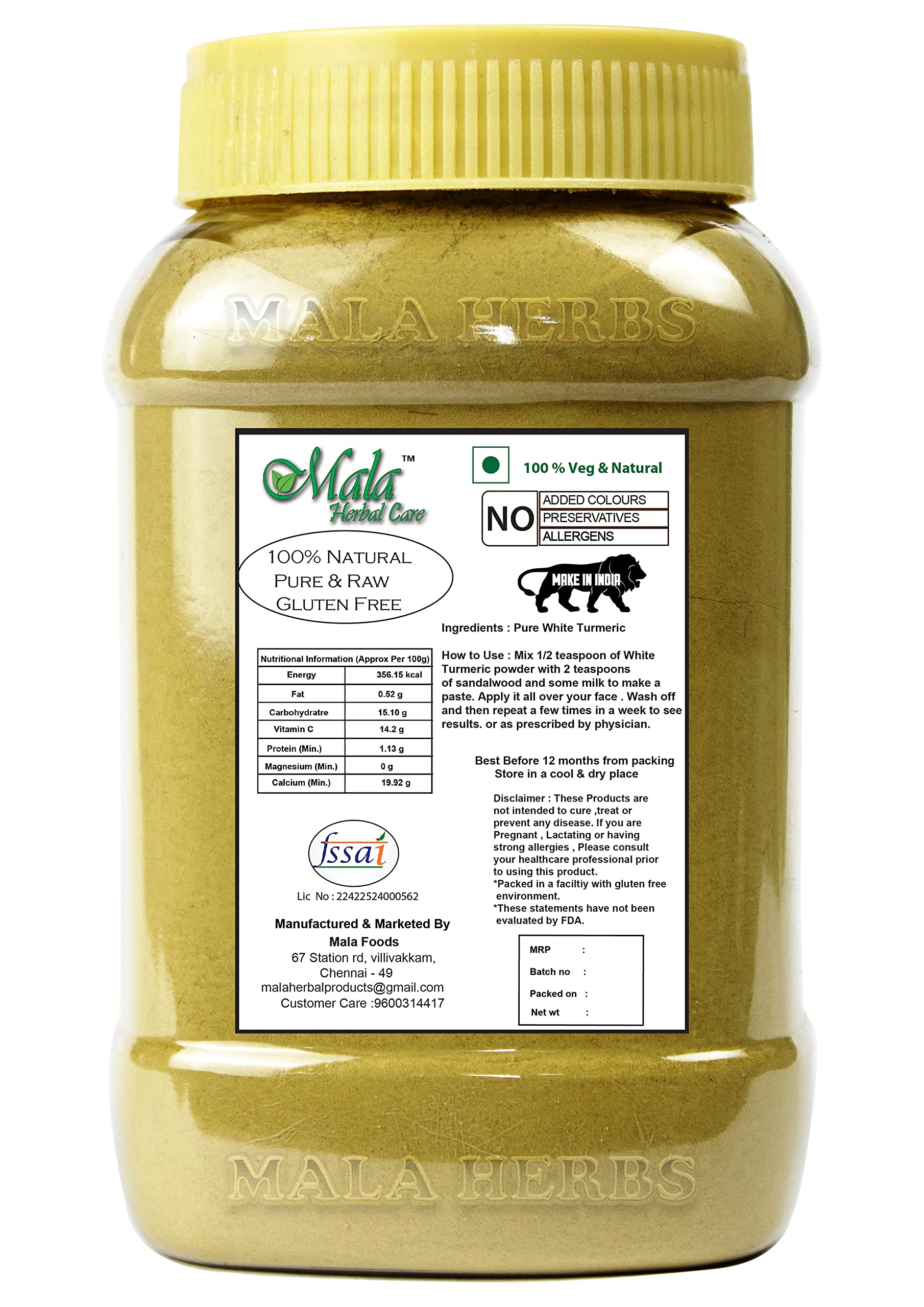 Organic Mala PoolanKilangu Powder (100g) | Premium White Turmeric Powder | Kichili Kilangu & Zedoary Root Powder | Natural Ayurvedic Remedy for Digestion & Skin Care | Perfect for Cooking, Tea & Beauty Routines