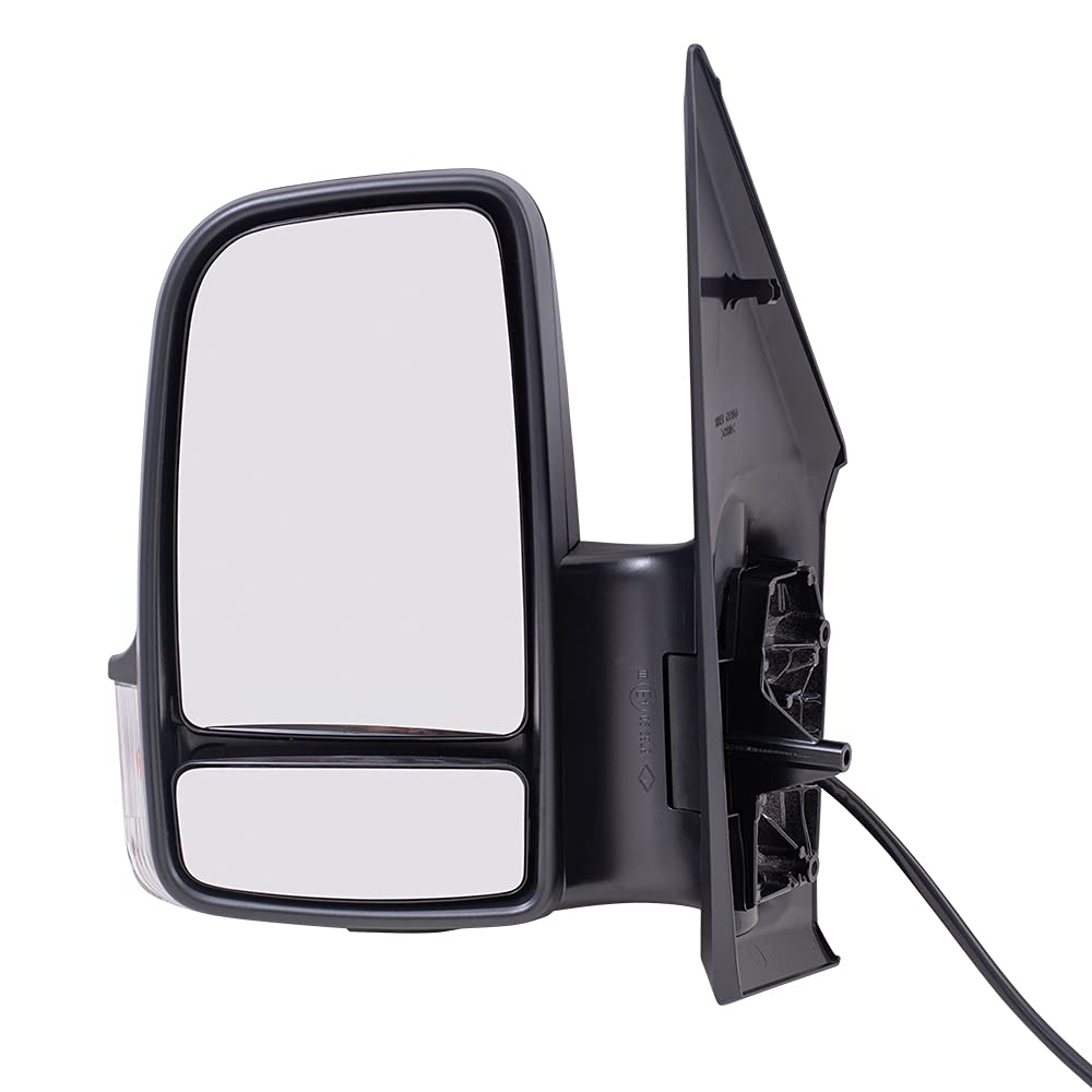 Brock Replacement Driver Side Power Mirror with Heat, Turn Signal & Manual Fold - Compatible with 2019-2020 Mercedes-Benz Sprinter 3500XD & 4500 (907 Series) - Perfect for Cargo Van Repairs & Fleet Maintenance