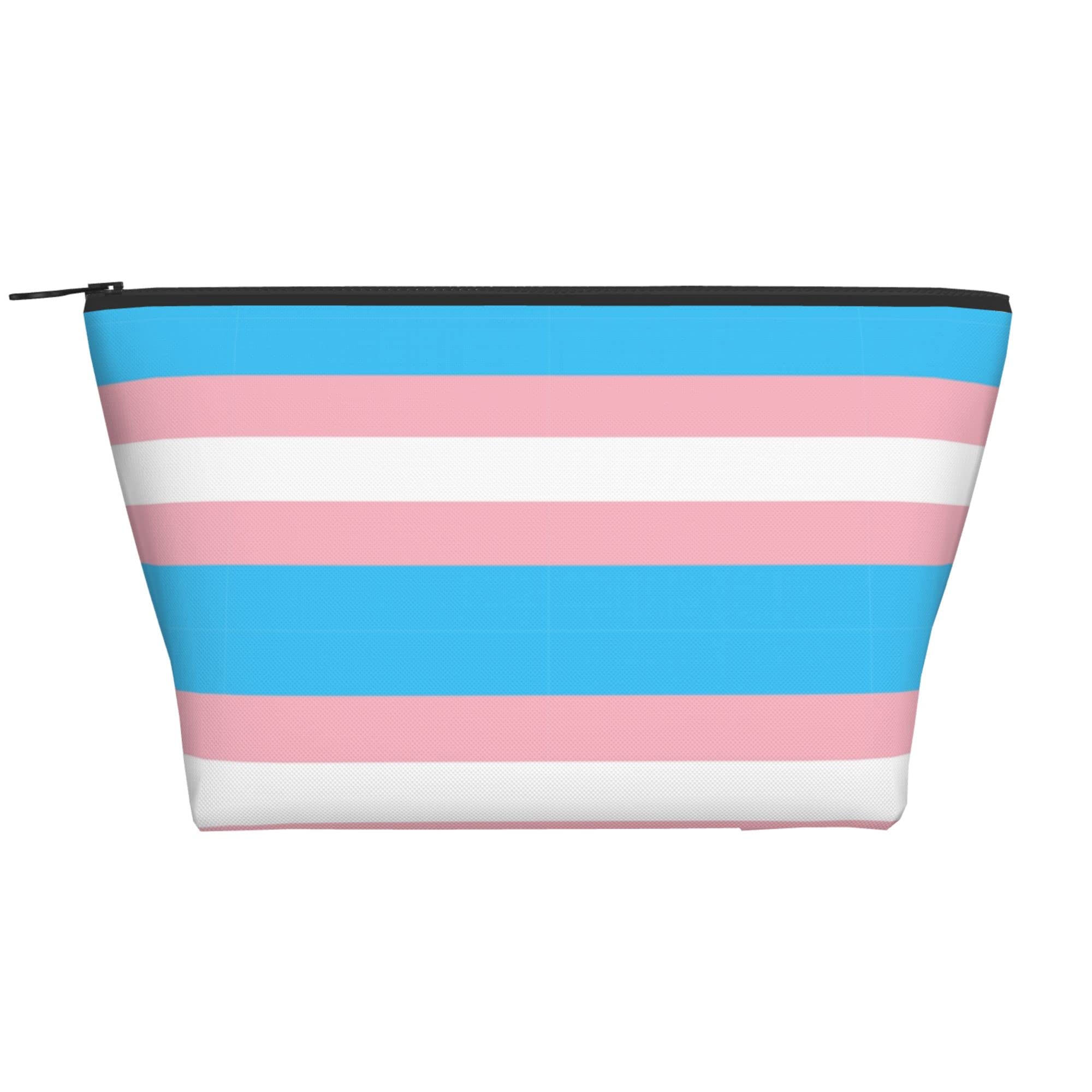 Waterproof Oxford Cosmetic Bag for Women & Girls - Lightweight Travel Toiletry & Makeup Organizer - Multi-Purpose Pencil Case & Trapezoid Storage Bag - LGBT Rainbow Stripe Design - Perfect for Travel, Gym, School & Daily Use