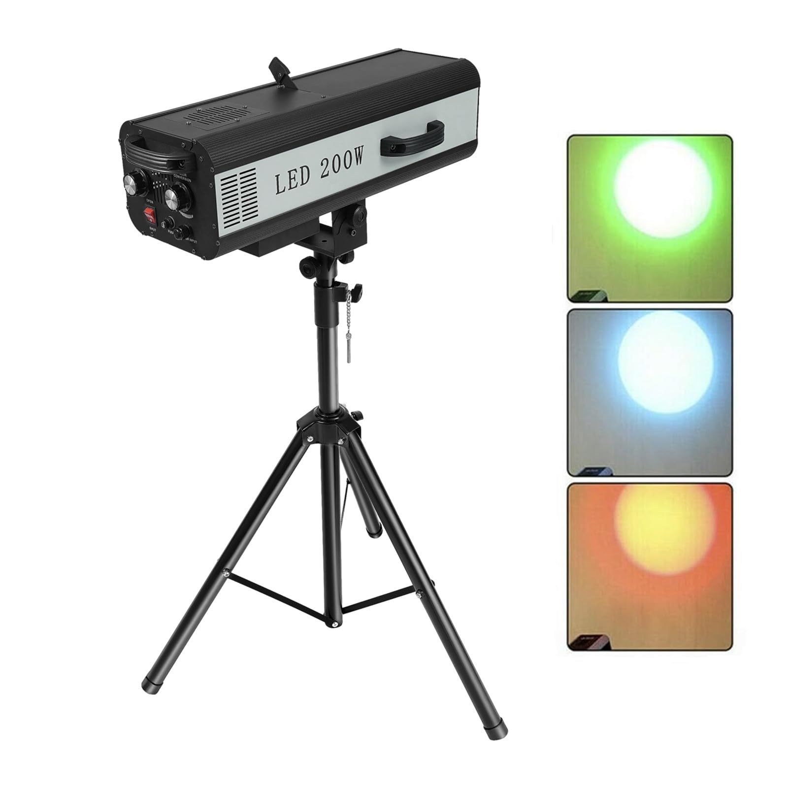 200W LED Follow Spotlight with Stand - Manual Control DJ Stage Lighting for Disco, Clubs & Events | Perfect for Stage Performances, Concerts & Party Effects