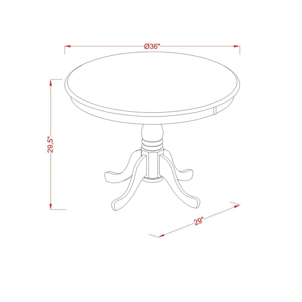 East West Furniture AMEL3-MAH-16 3-Piece Modern Round Dining Table Set with Pedestal Base & 2 Upholstered Chairs - 36x36 Inch, Mahogany Finish - Perfect for Small Kitchens, Breakfast Nooks and Cozy Dining Spaces