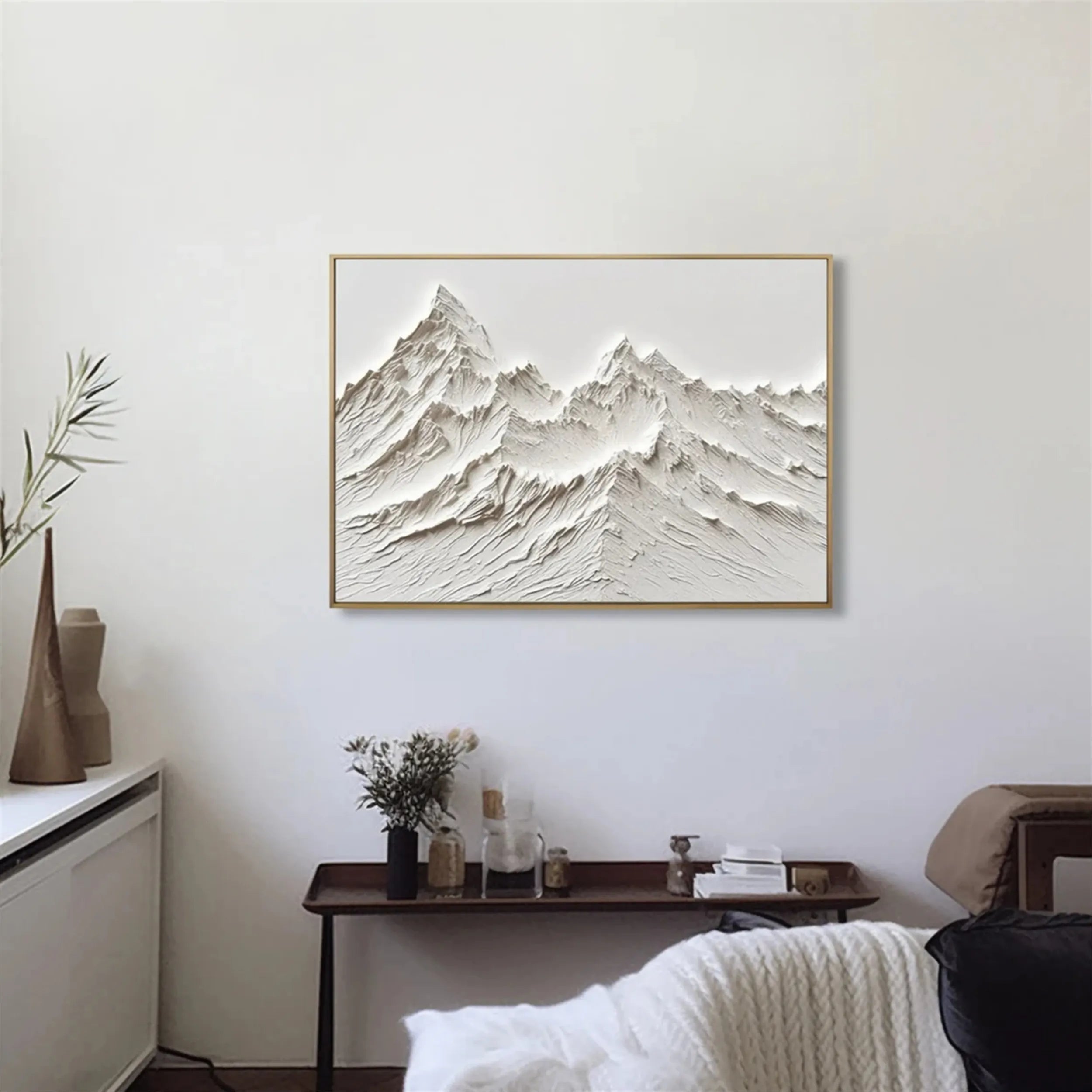 White Minimalist Textured Painting Canvas #MM239 - Premium Abstract Wall Art for Modern Home & Office Decor