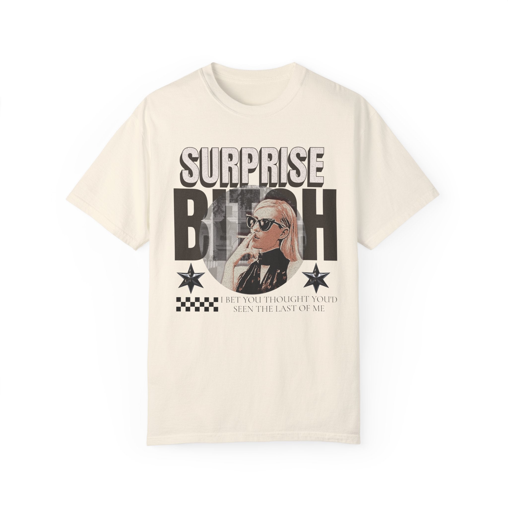 Vintage Retro 'Surprise Bitch' Funny T-Shirt for Women & Men - 90s Throwback Humor Gift for Parties, Cosplay & Casual Wear