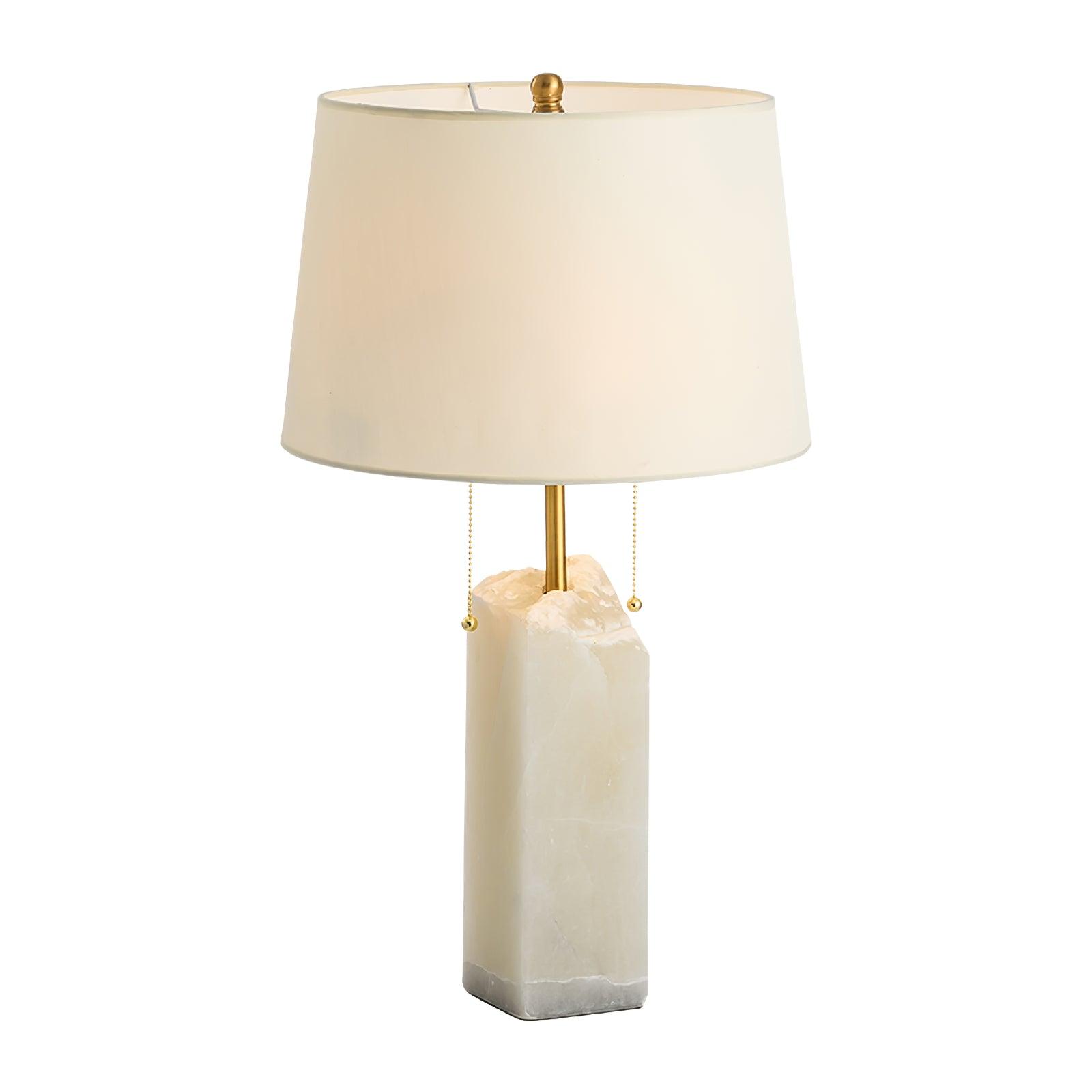 Handmade Raw Alabaster Table Lamp - Natural Stone Nightstand Light for Bedroom, Living Room & Office Decor - Dimmable Warm White Lighting for Relaxation & Reading